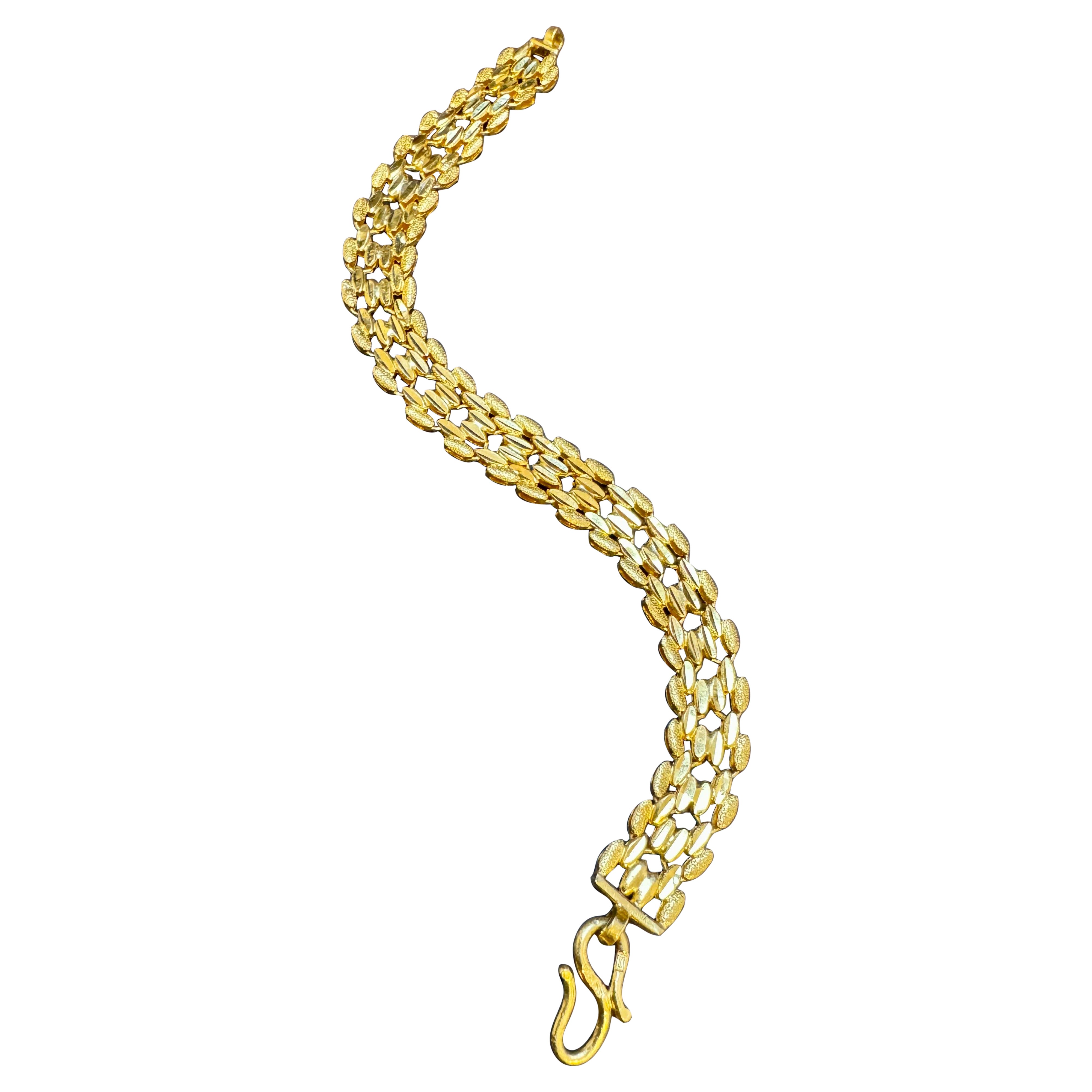 Rice Link 24 Karat Pure Yellow Gold Solid Bracelet, 15.6 Gm, Unisex , 7 INCH