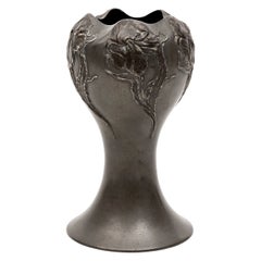 Riceszinn Art Nouveau Pewter Vase