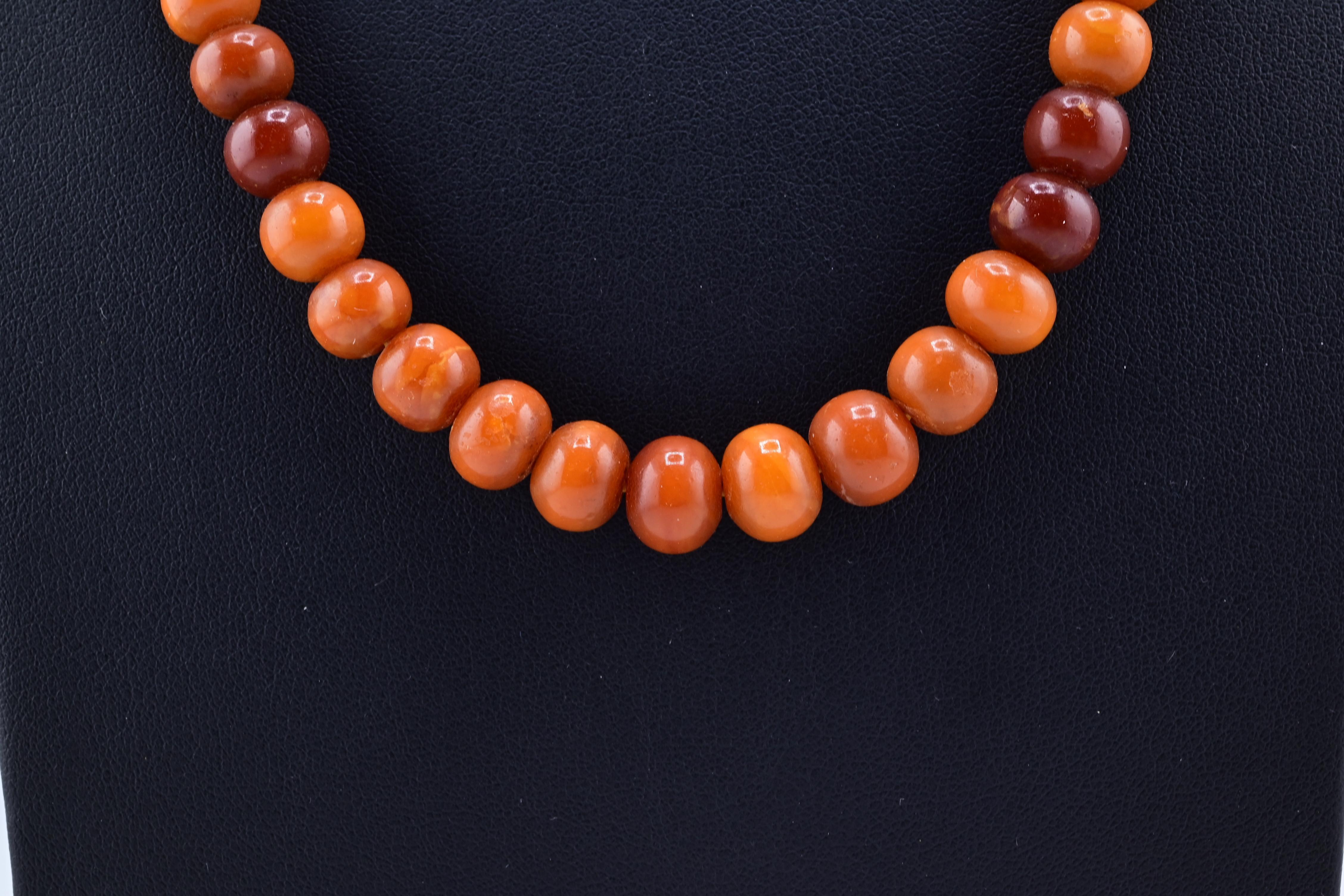 Round Cut Rich Antique Amber Butterscotch Necklace Ottoman Bead Shape 23.10