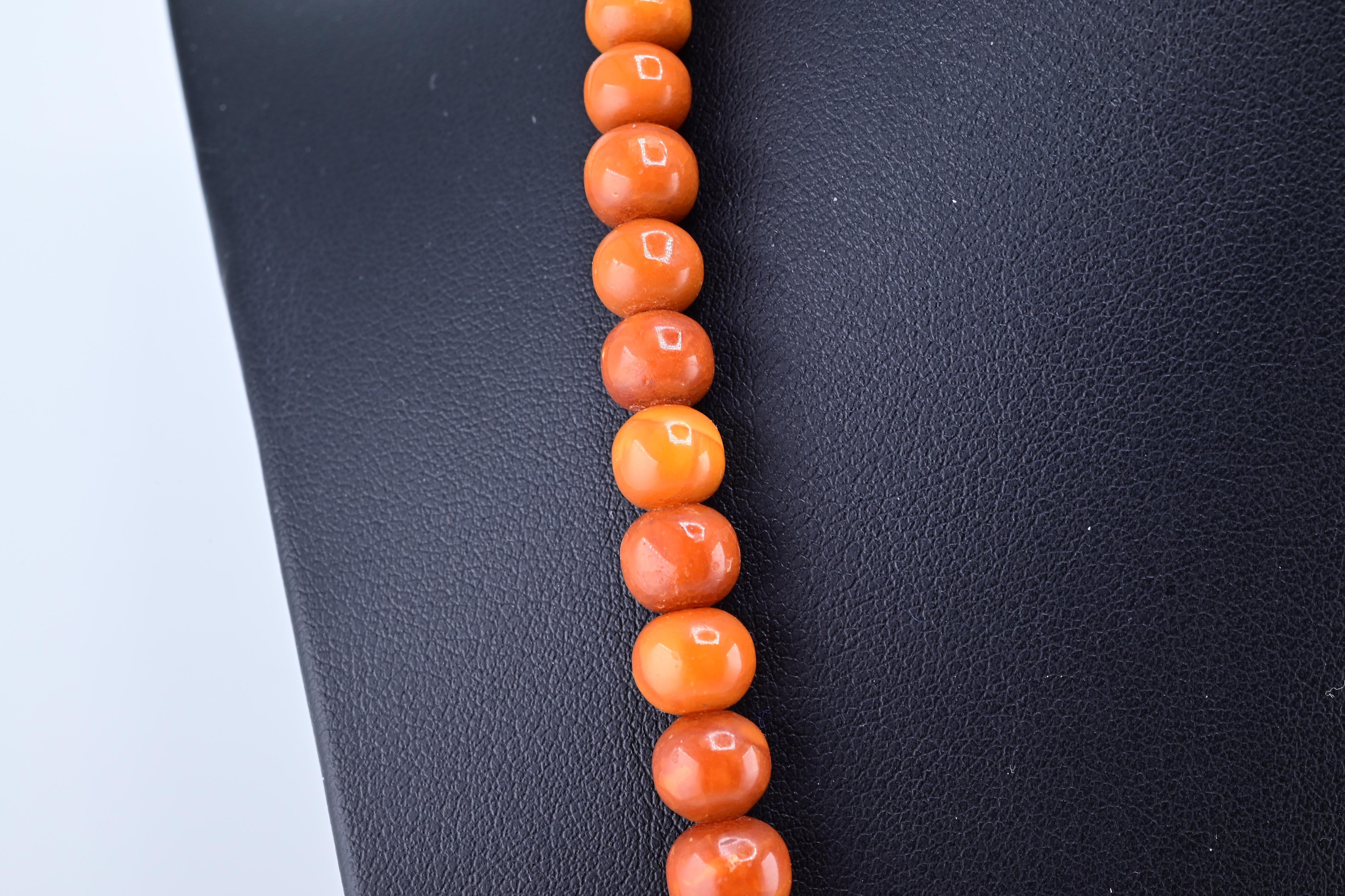 Rich Antique Amber Butterscotch Necklace Ottoman Bead Shape 23.10 1