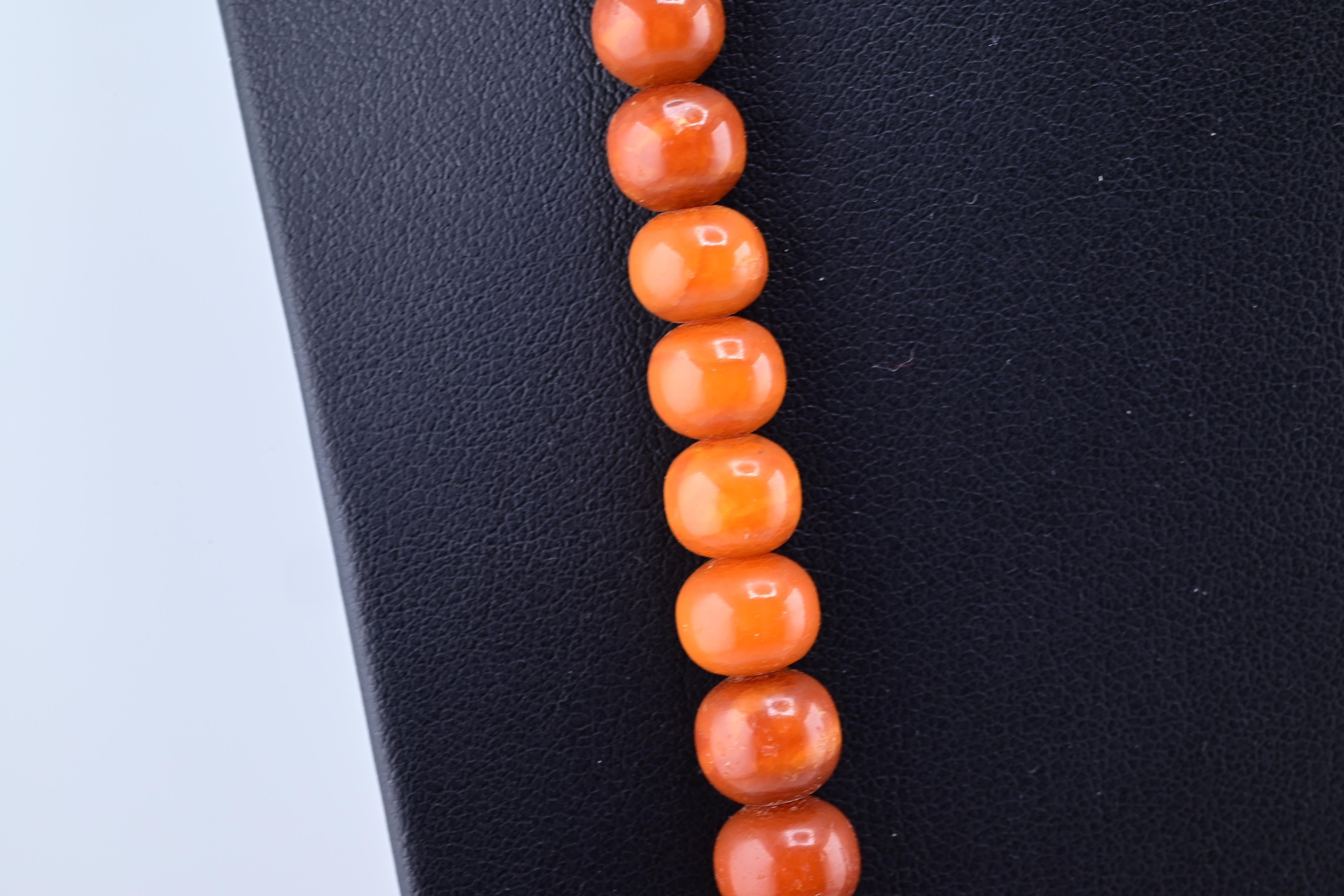 Rich Antique Amber Butterscotch Necklace Ottoman Bead Shape 23.10 2