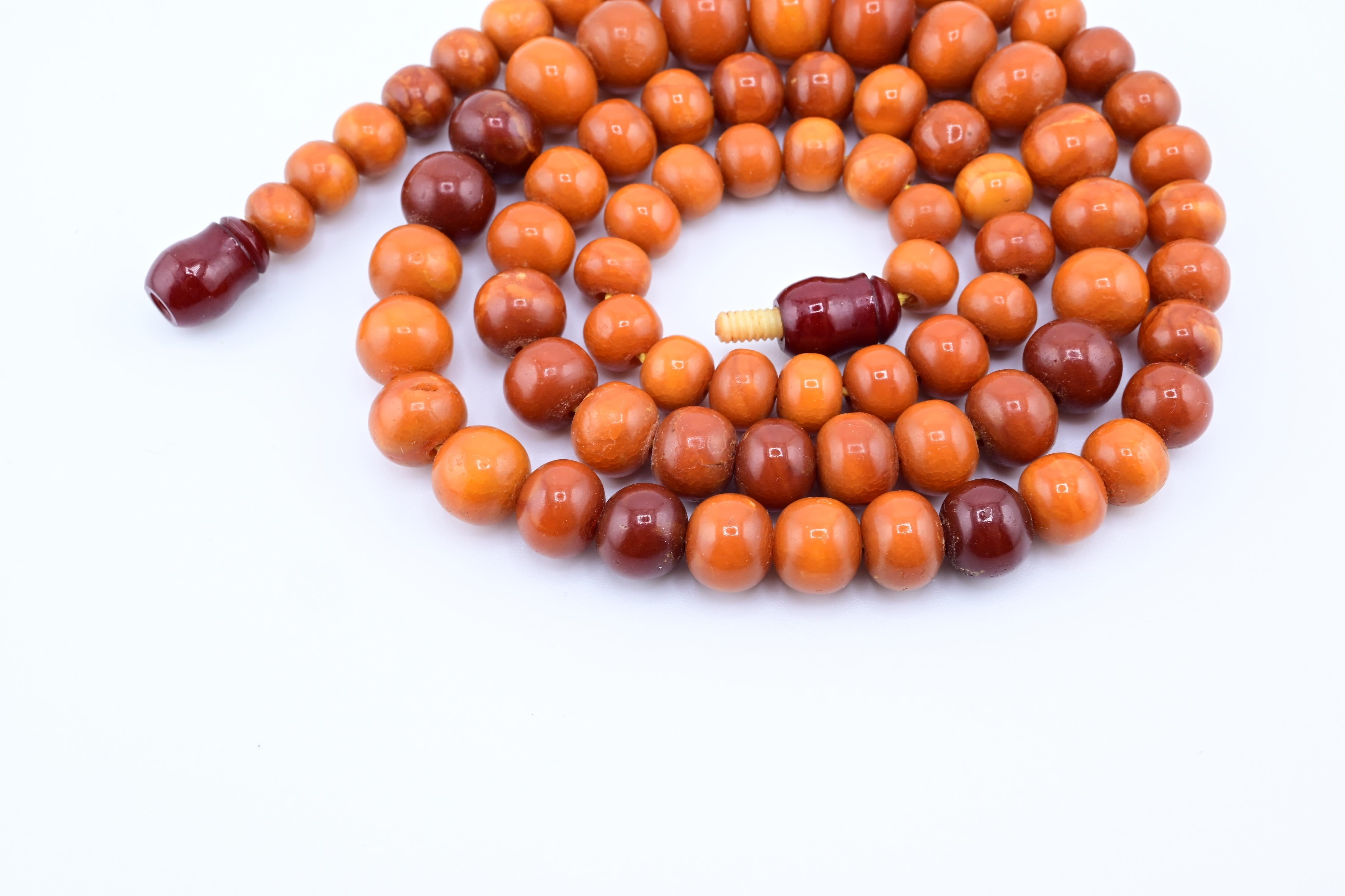 Rich Antique Amber Butterscotch Necklace Ottoman Bead Shape 23.10 3