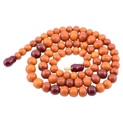 Rich Antique Amber Butterscotch Necklace Ottoman Bead Shape 23.10