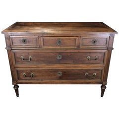 Rich Antique French Louis XVI Walnut Commode Chest of Drawers