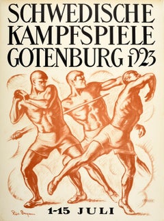 Original Vintage Sport Poster Swedish Fighting Games Gothenburg 1923 Sweden