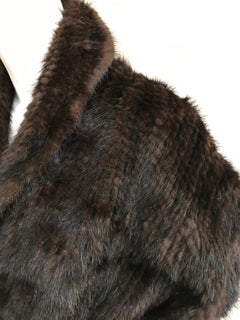 Rich Brown Knitted Mink Poncho By Amethyst Paris