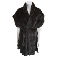 Rich Brown Knitted Mink Poncho By Amethyst Paris