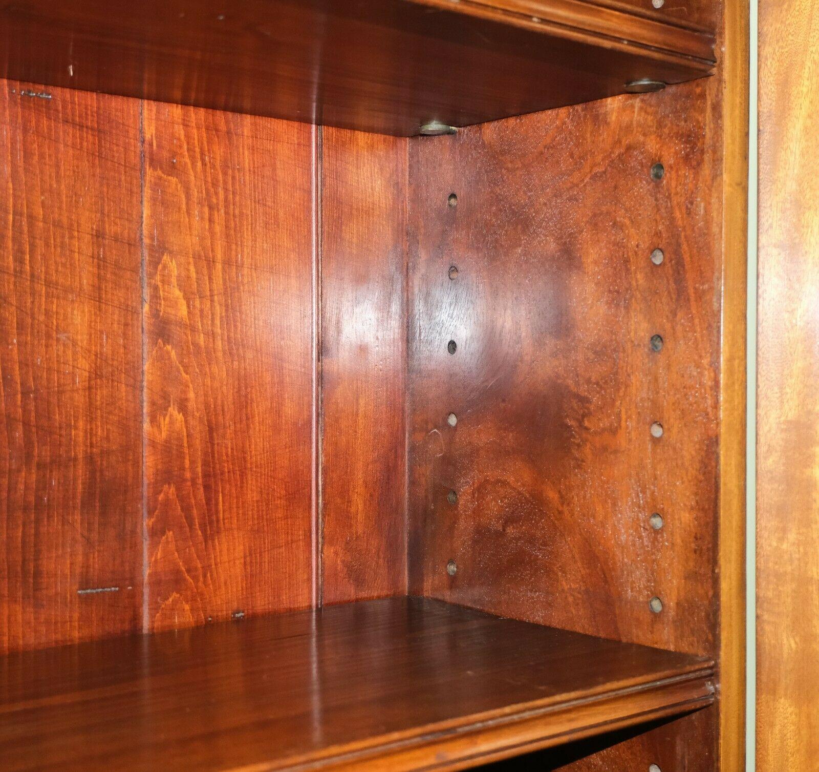 19th Century Rich Brown Hardwood Bookcase Two Doors & Adjustable Shelves on Cabriole Legs