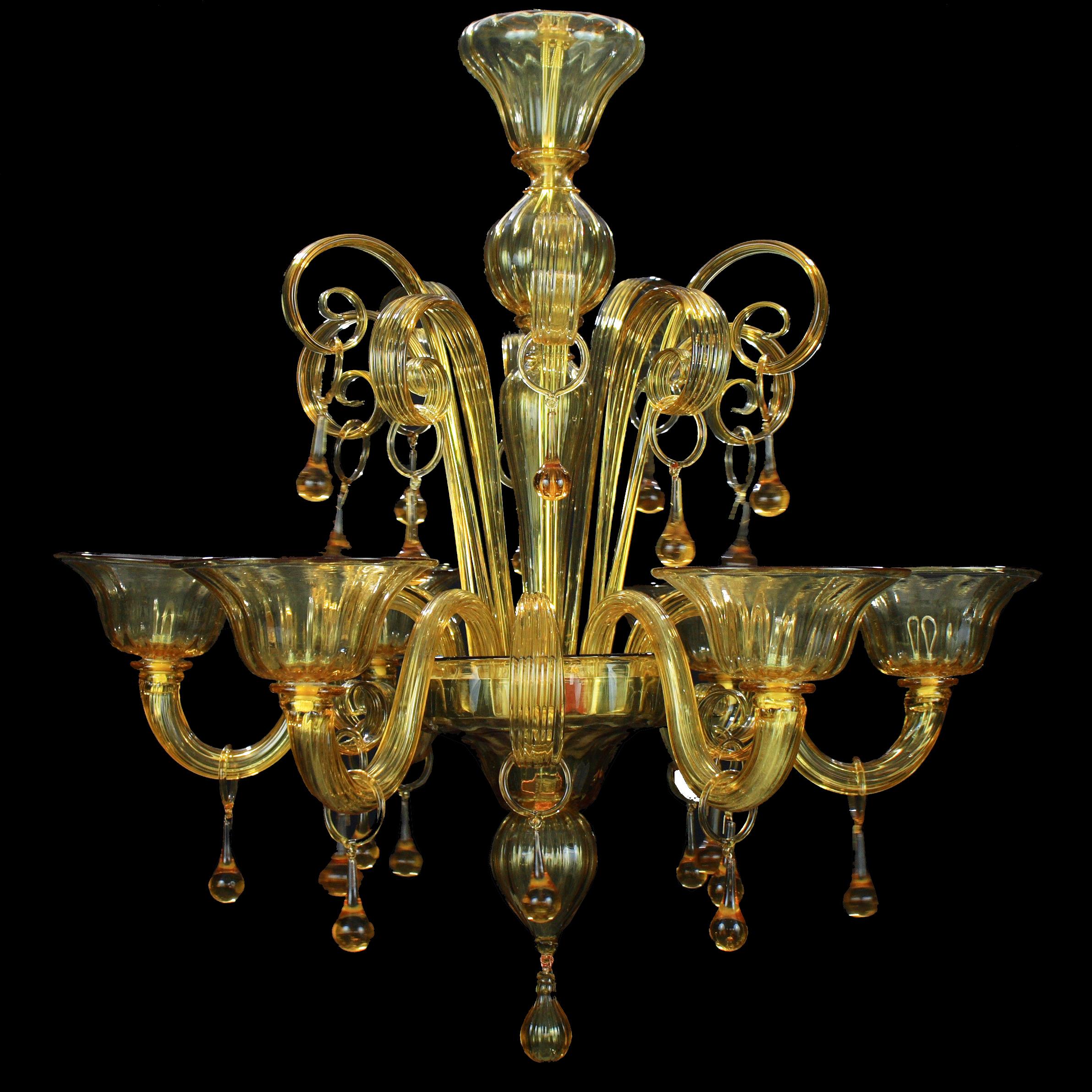 Lustre riche à 6 bras en verre de Murano artistique soufflé à la bouche, couleur ambre, multiforme Neuf - En vente à Trebaseleghe, IT