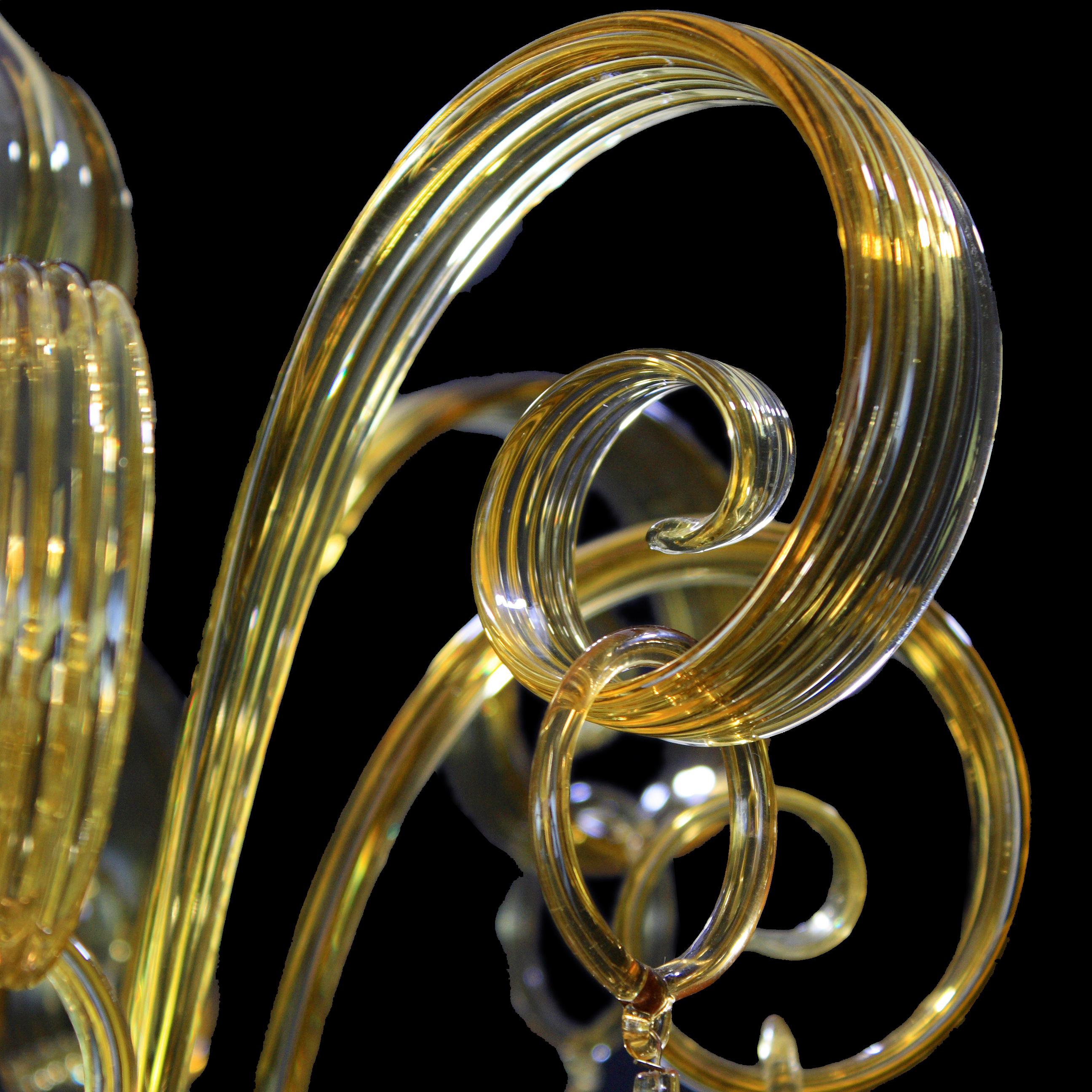 XXIe siècle et contemporain Lustre riche à 6 bras en verre de Murano artistique soufflé à la bouche, couleur ambre, multiforme en vente