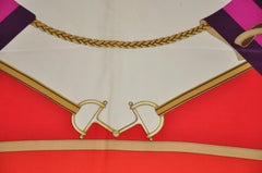 Rich "Circular Riding Gear" with Bold Red Borders Silk Scarf