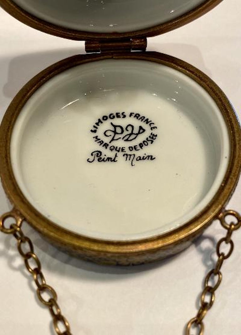 Rich Cobalt and Gold Limoges France Hand Painted Porcelain Hat Box