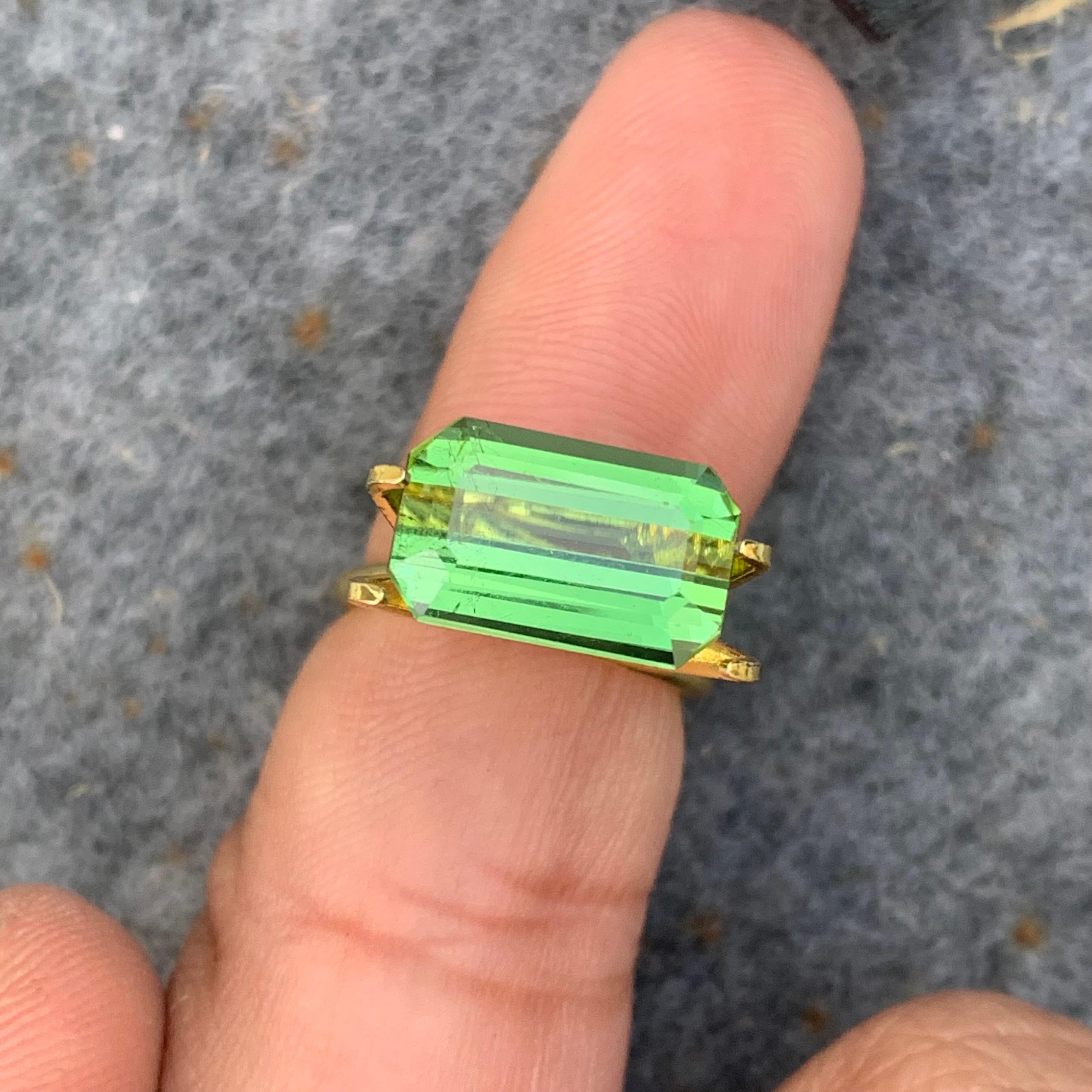 Arts and Crafts Rich Color 5.70 Carat Loose Mint Green Tourmaline Gemstone From Kunar Mine For Sale