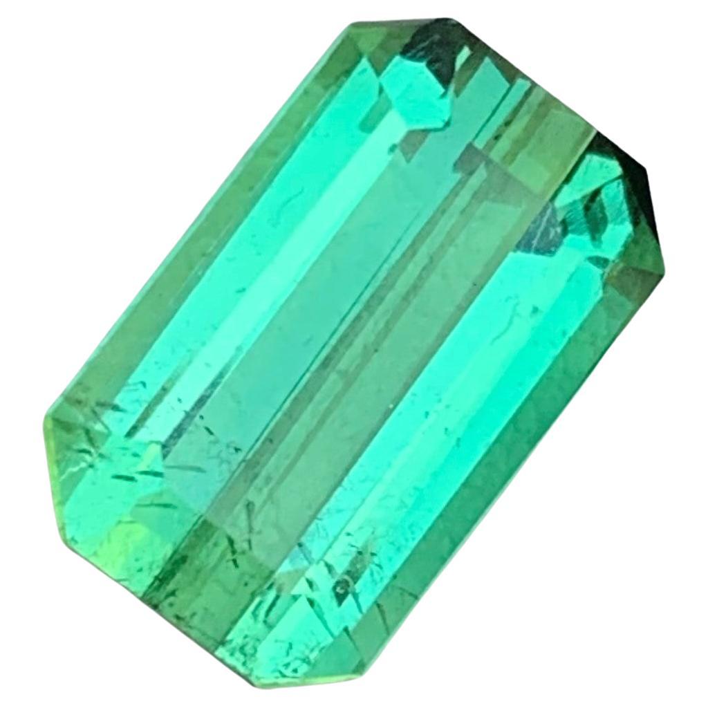 Pierre précieuse tourmaline vert menthe de 5,70 carats de couleur riche provenant d'une mine de Kunar