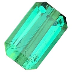 Pierre précieuse tourmaline vert menthe de 5,70 carats de couleur riche provenant d'une mine de Kunar