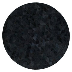 Tapis rond Trilogia en cuir de vache, anthracite par Art Hide