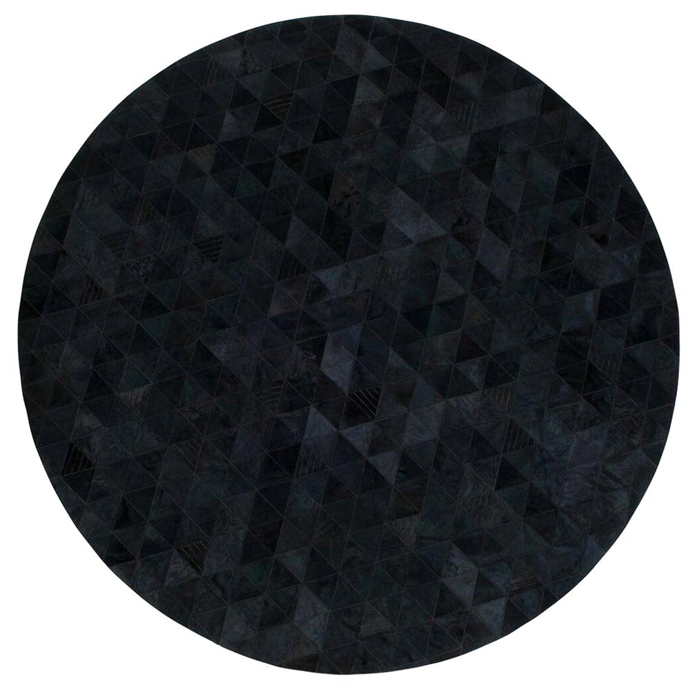Small Round Charcoal Customizable Round Trilogia Cowhide Area Rug Small For Sale