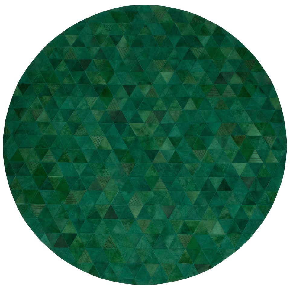Round Hide Rugs Rich Color Blocked Round Trilogia Terracotta Cowhide Rug by Art Hide ...