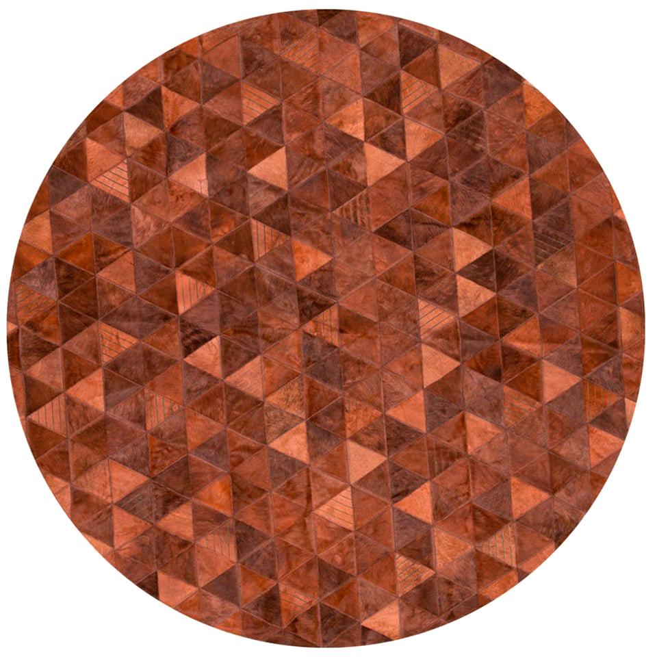 Terracotta Round Small Trilogia Customizable Cowhide Rug For Sale