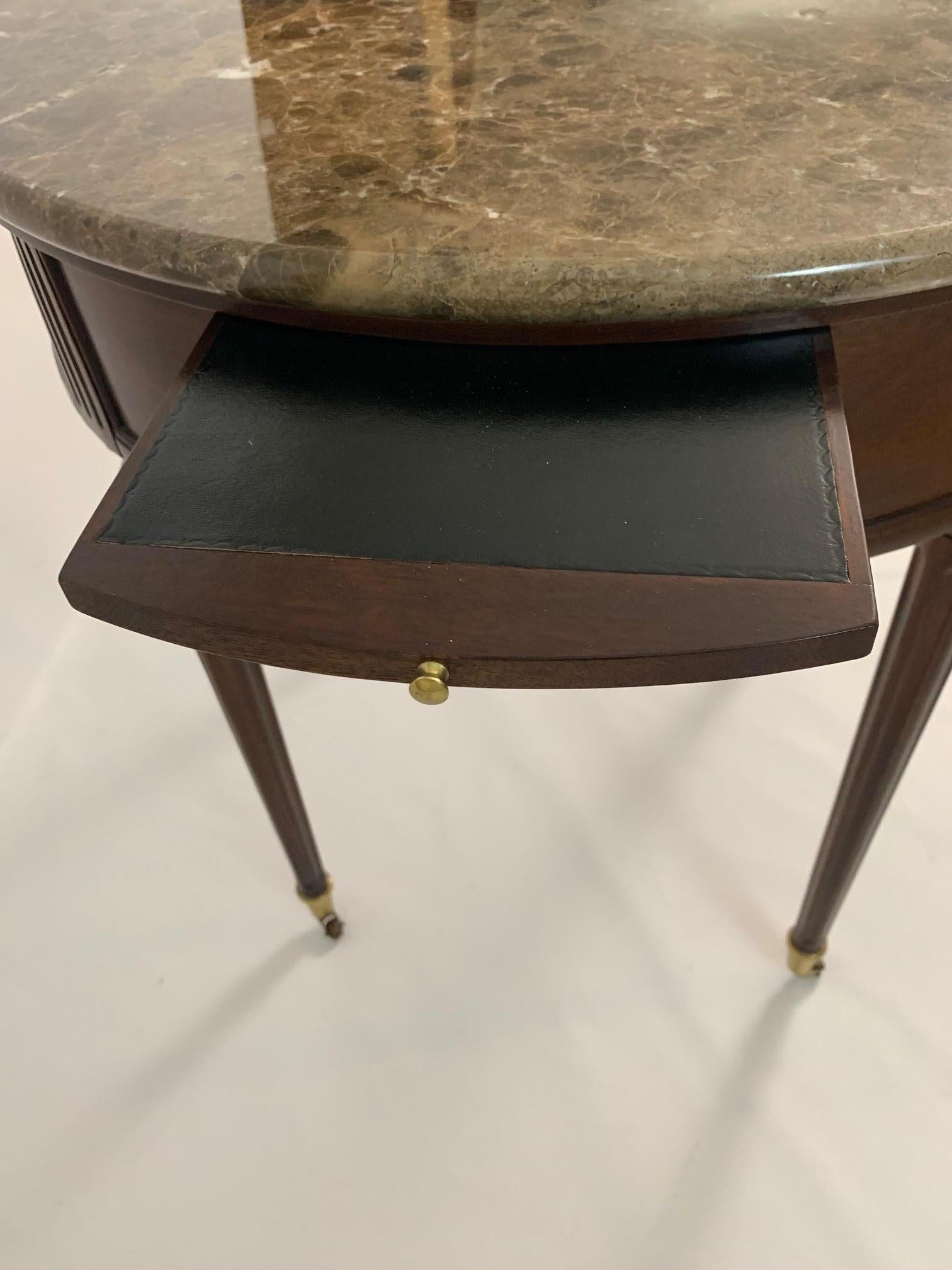 round wood coffee table with marble top
