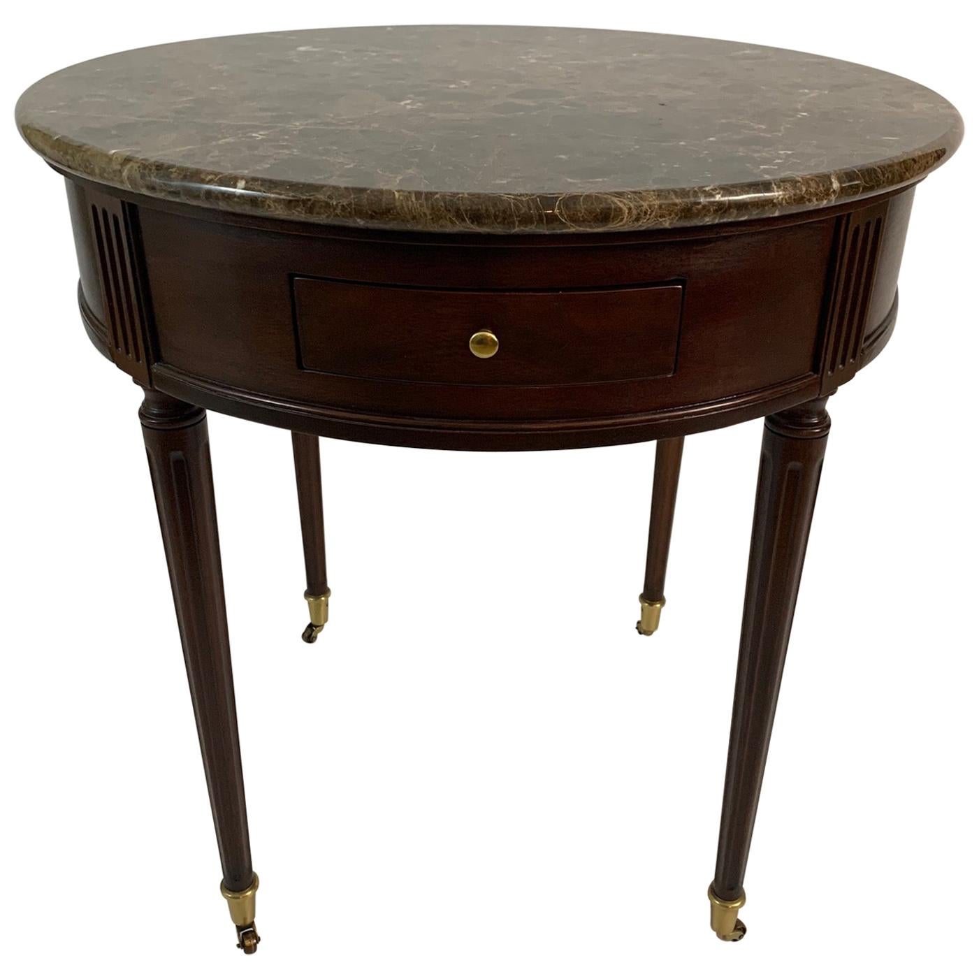 Rich Elegant Biltmore Estate Mahogany and Marble Top Round Side Table For Sale