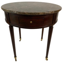 Rich Elegant Biltmore Estate Mahogany and Marble Top Round Side Table