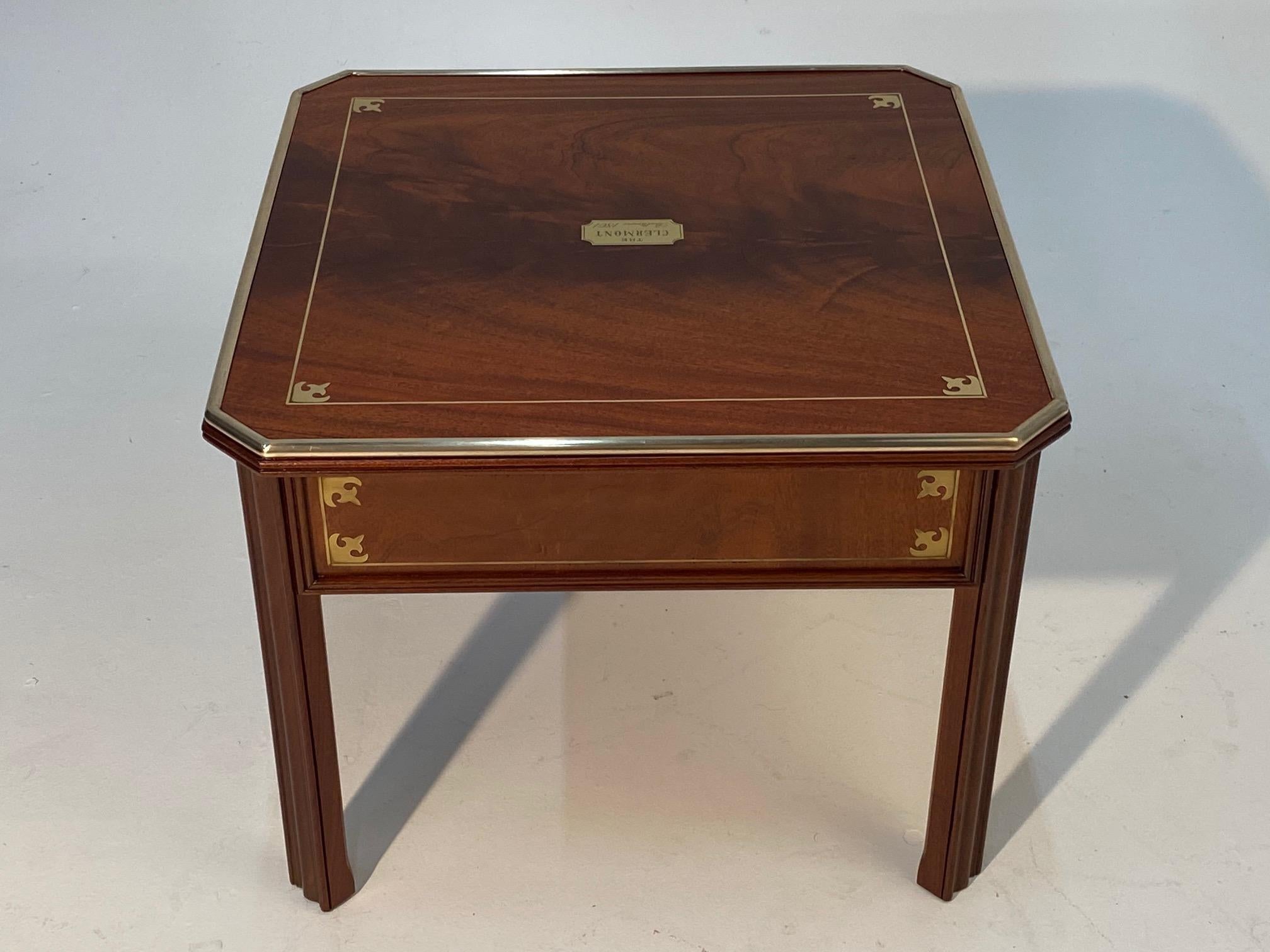 Rich English Mahogany and Brass Campaign Style End Table 6