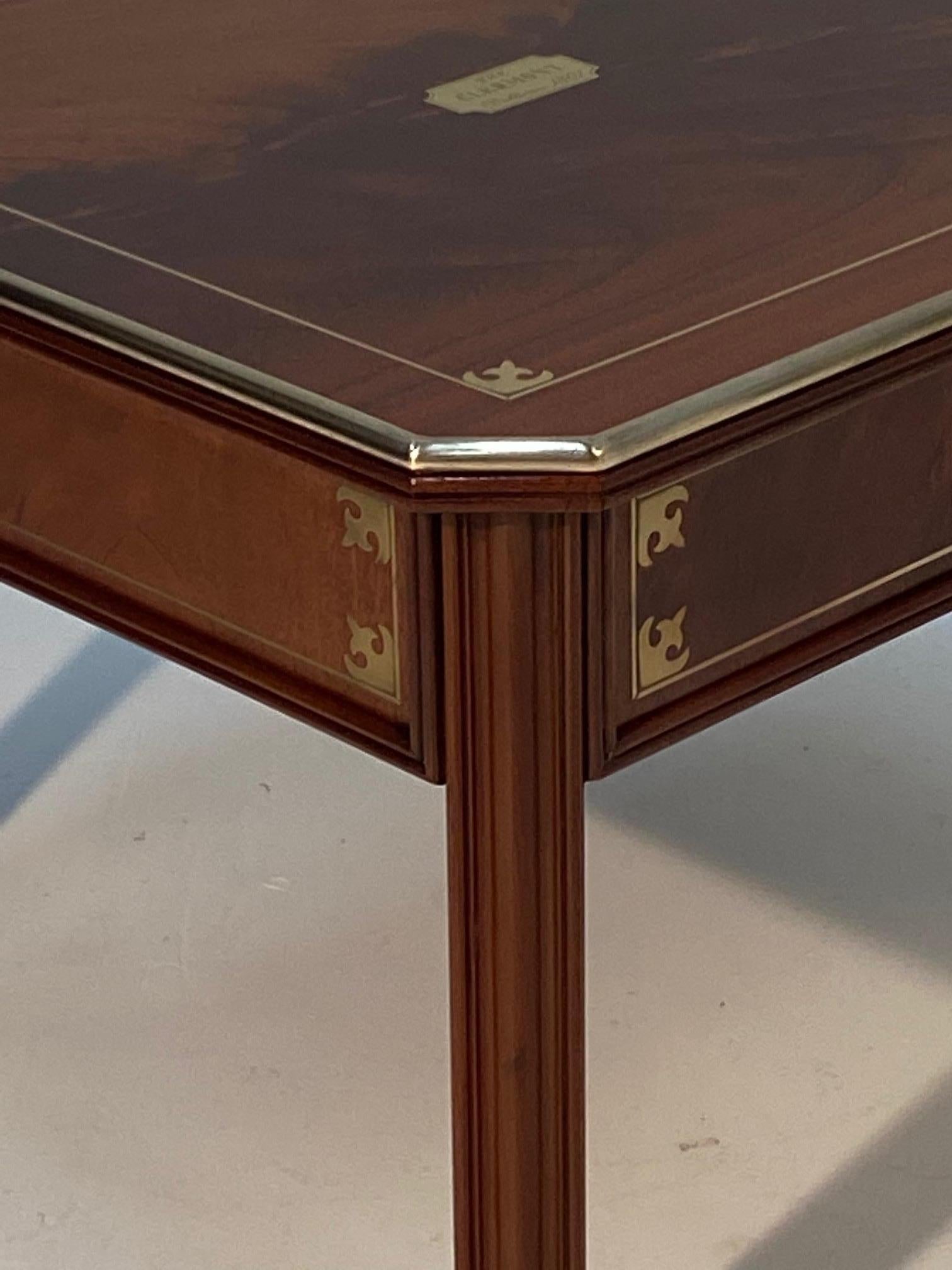 Rich English Mahogany and Brass Campaign Style End Table In Good Condition In Hopewell, NJ