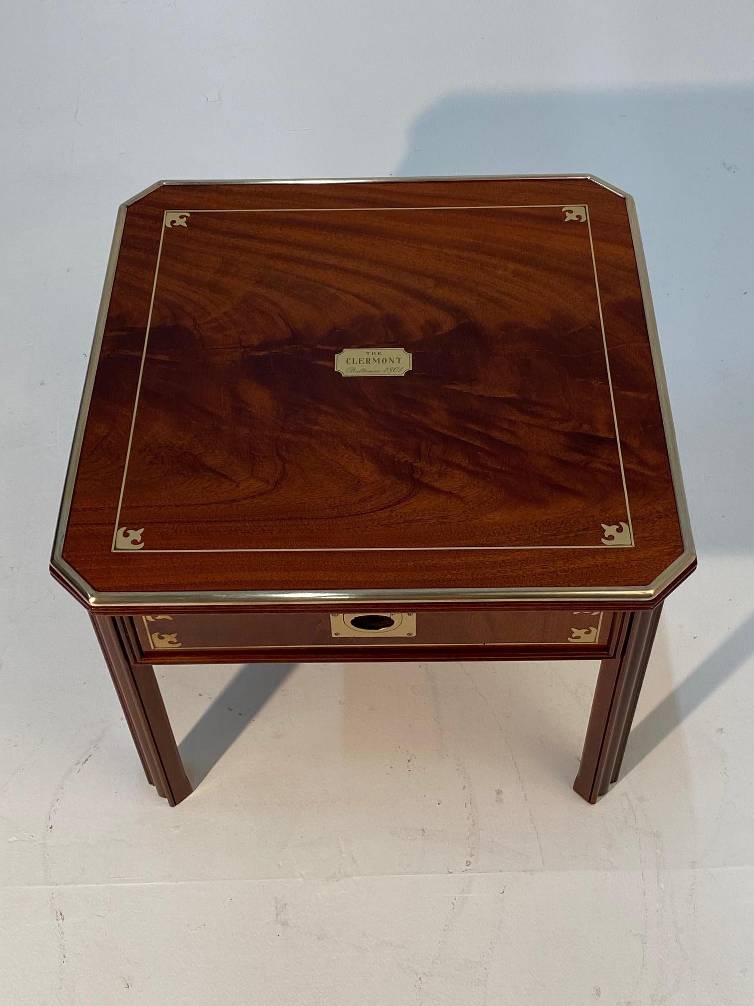 Rich English Mahogany and Brass Campaign Style End Table 5