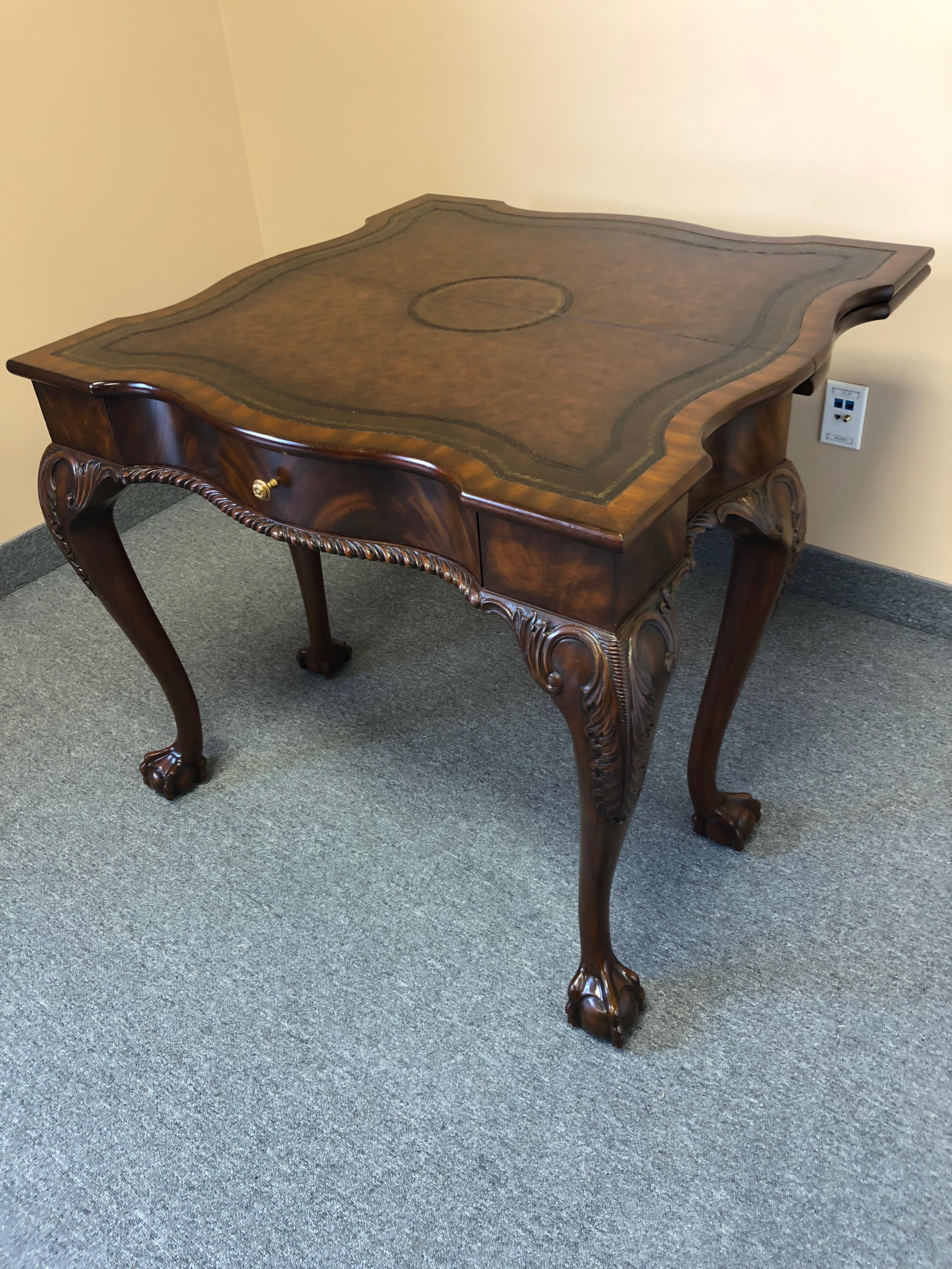 Rich Flame Mahogany and Leather Maitland-Smith Amazingly Versatile Game Table 8