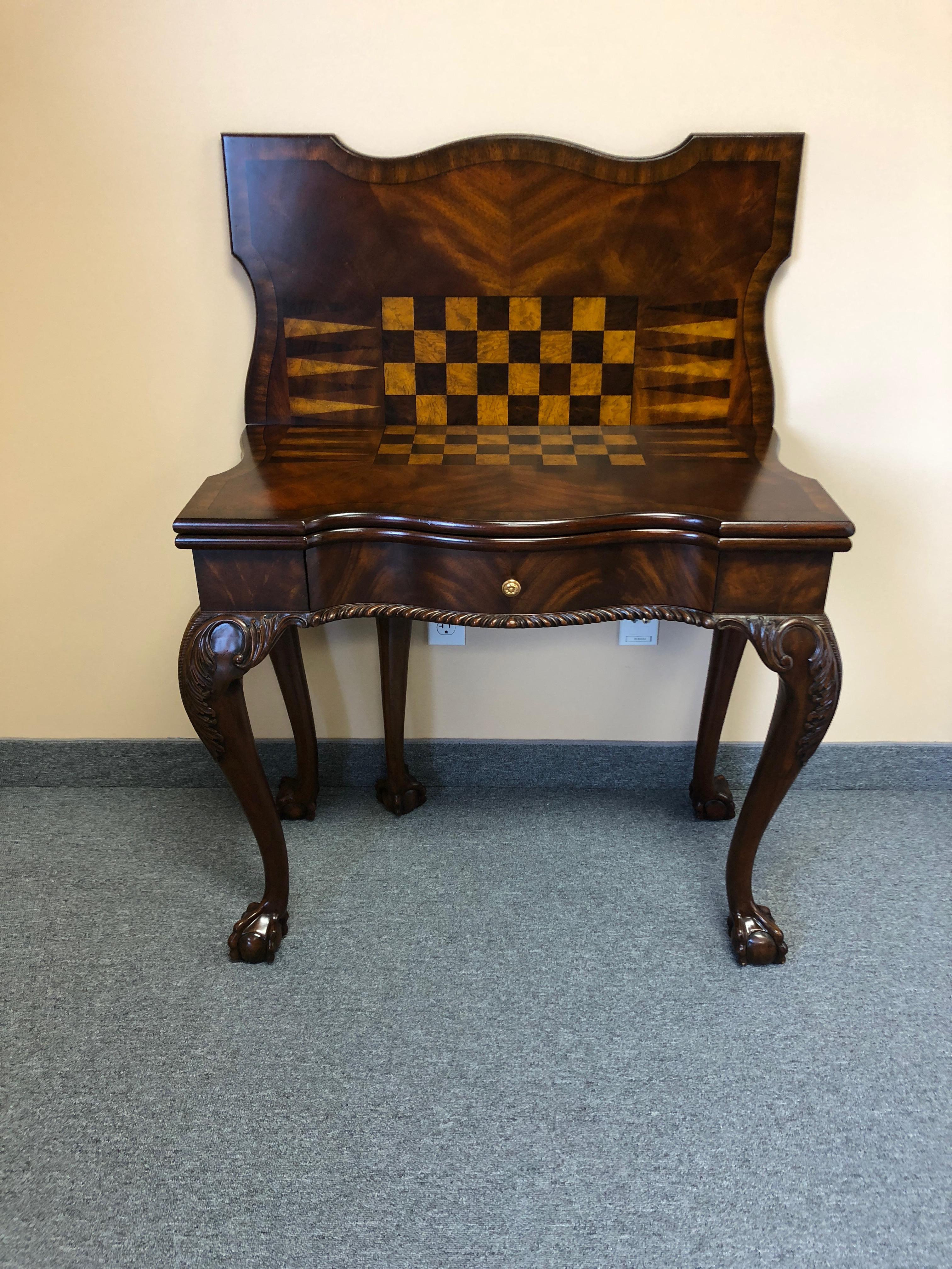 Rich Flame Mahogany and Leather Maitland-Smith Amazingly Versatile Game Table 9