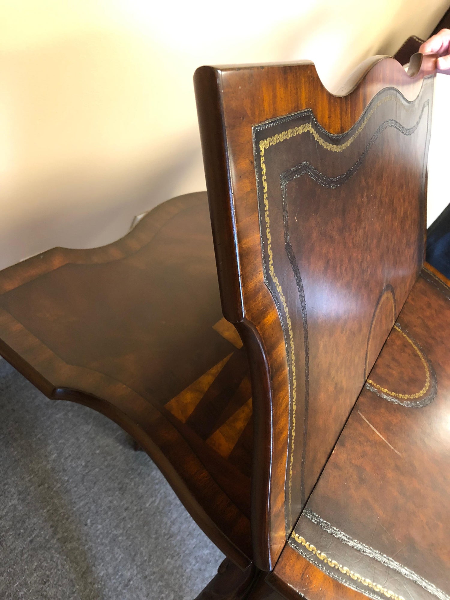 Rich Flame Mahogany And Leather Maitland Smith Amazingly Versatile Game Table