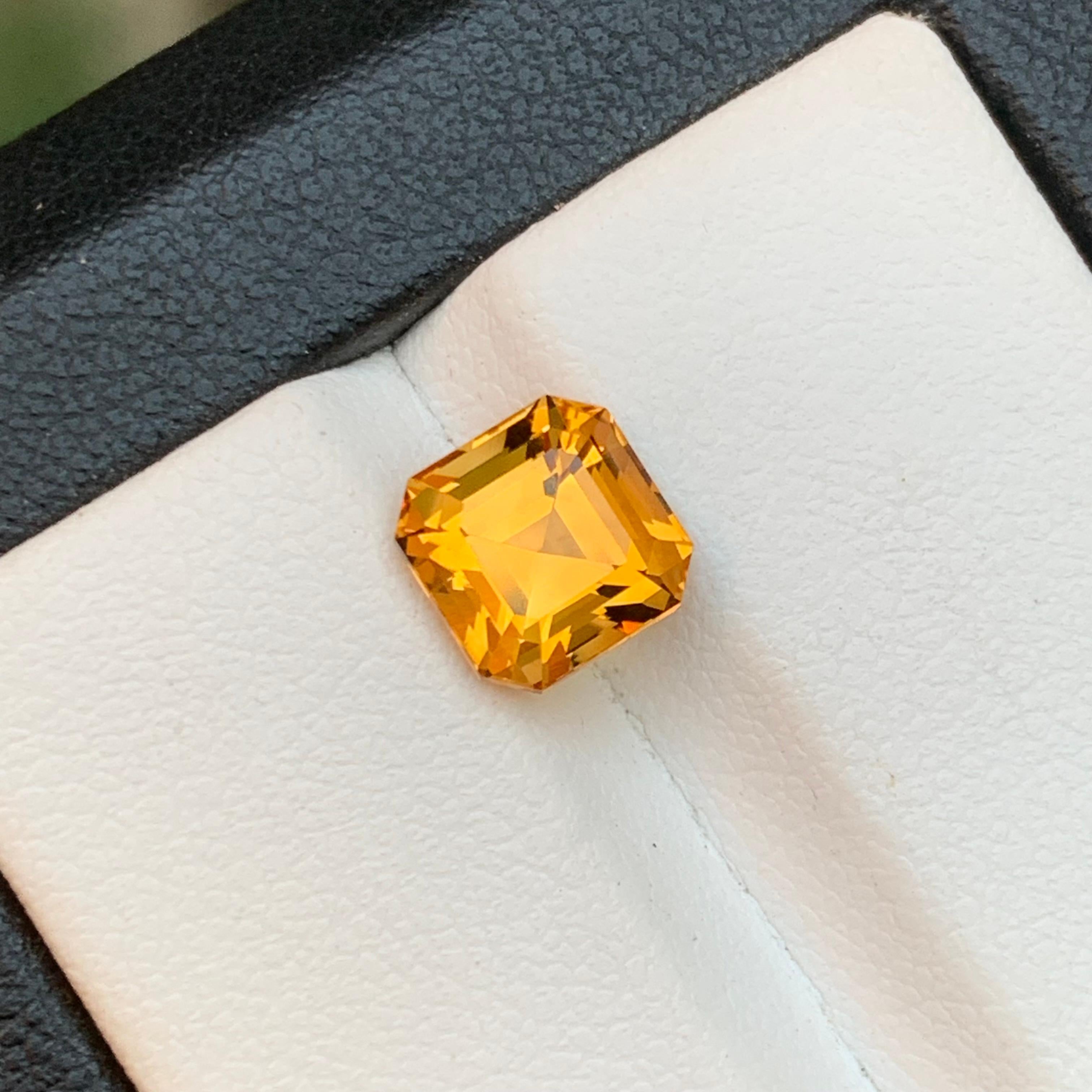Honey Golden Natural Tourmaline Ring Loose Gemstone 2.05 Ct Asscher Cut-Jewelry For Sale 5