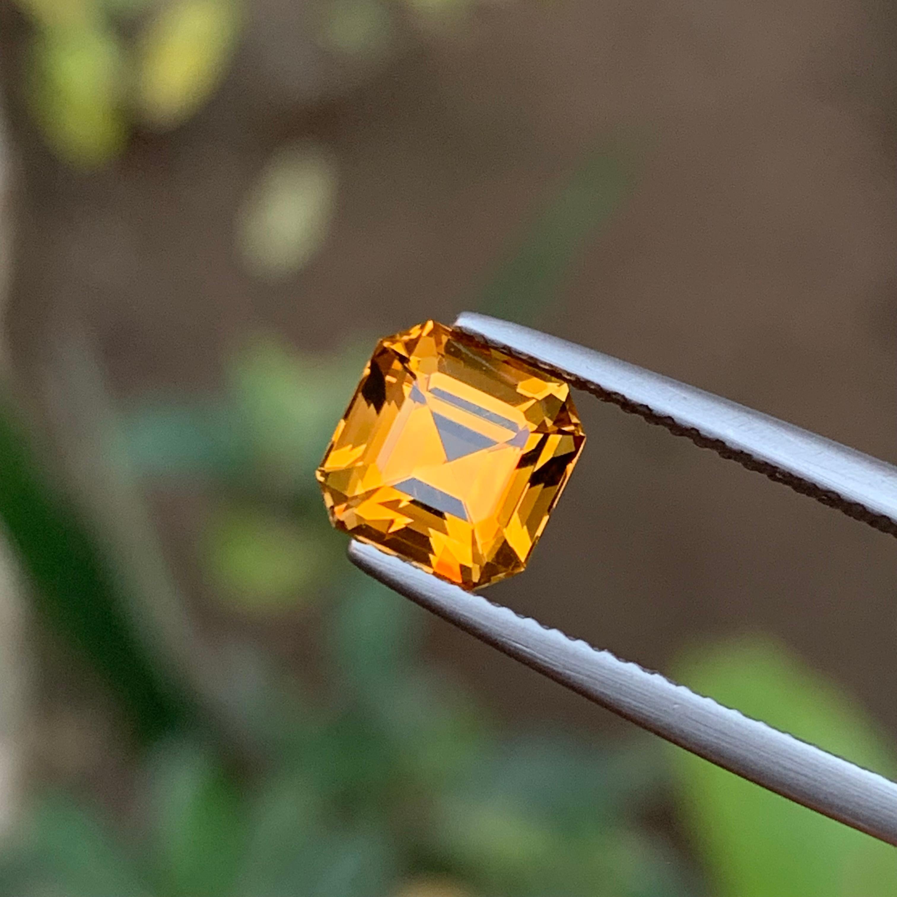 Honey Golden Natural Tourmaline Ring Loose Gemstone 2.05 Ct Asscher Cut-Jewelry For Sale 7