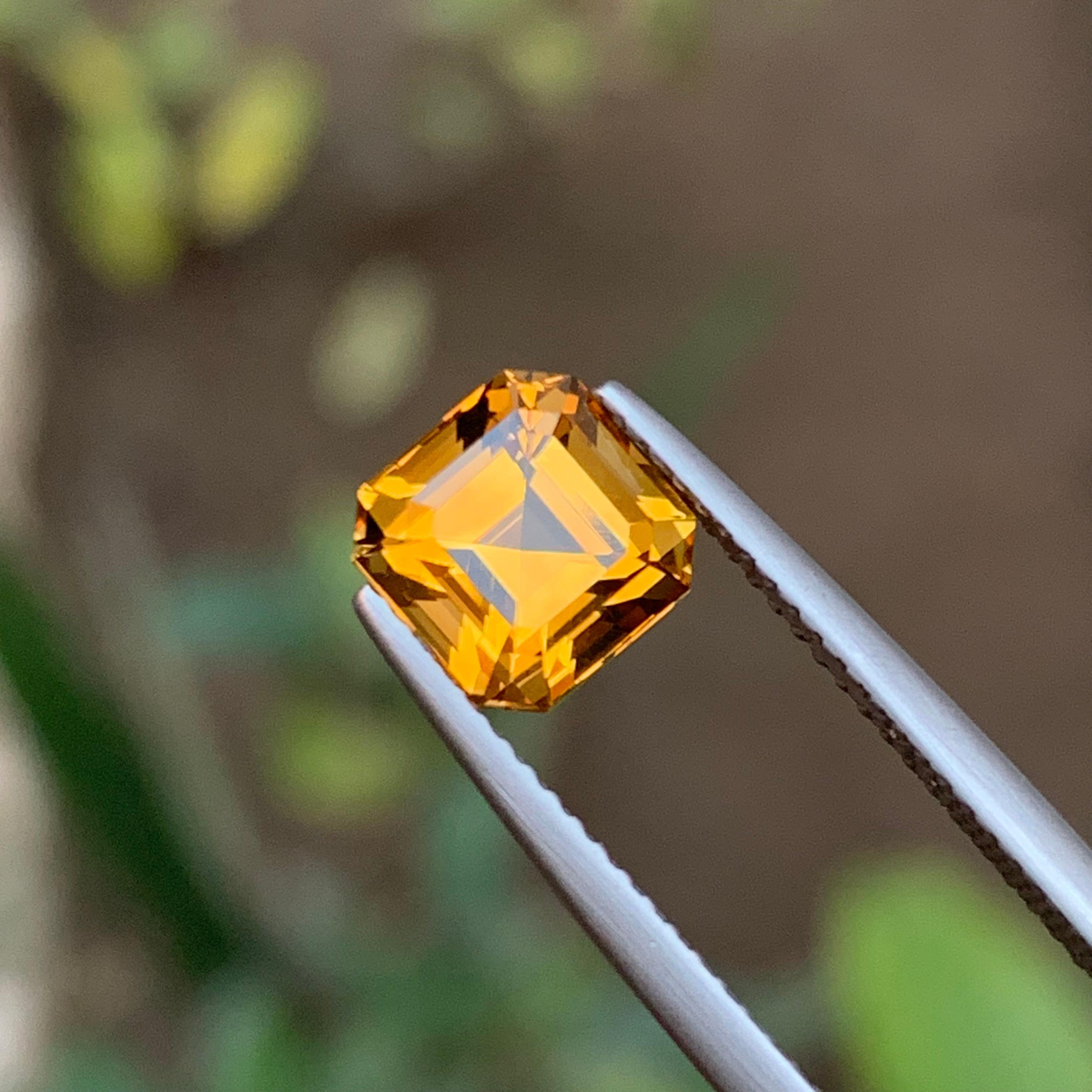 Contemporary Honey Golden Natural Tourmaline Ring Loose Gemstone 2.05 Ct Asscher Cut-Jewelry For Sale