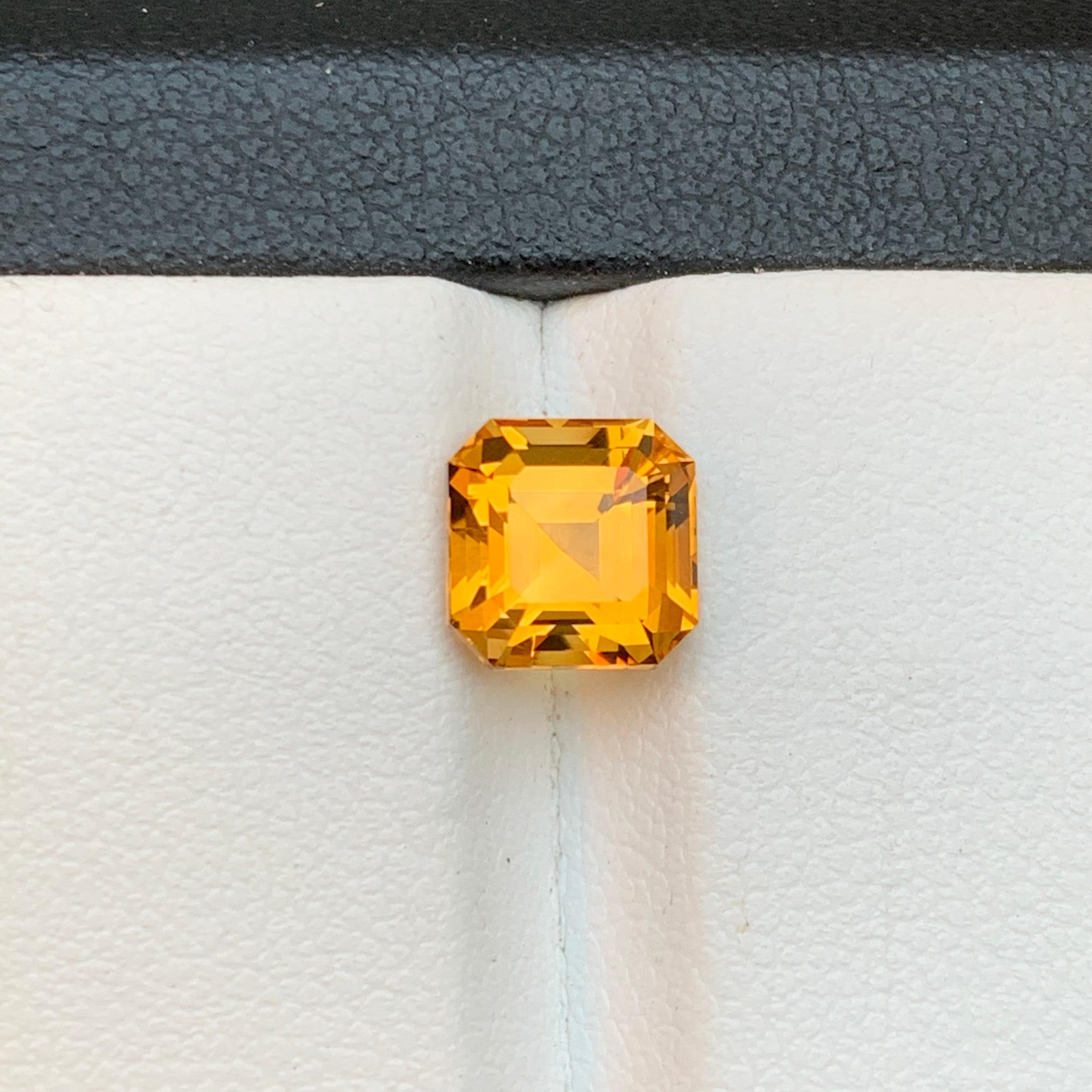 Honey Golden Natural Tourmaline Ring Loose Gemstone 2.05 Ct Asscher Cut-Jewelry In New Condition For Sale In Peshawar, PK