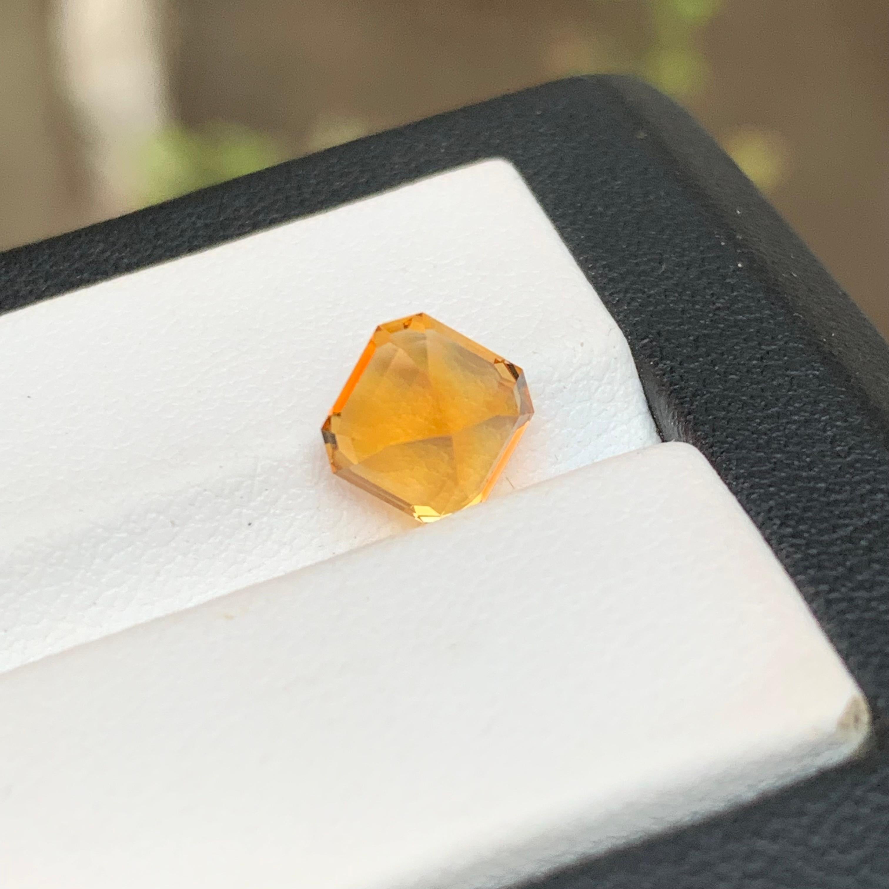 Honey Golden Natural Tourmaline Ring Loose Gemstone 2.05 Ct Asscher Cut-Jewelry For Sale 1