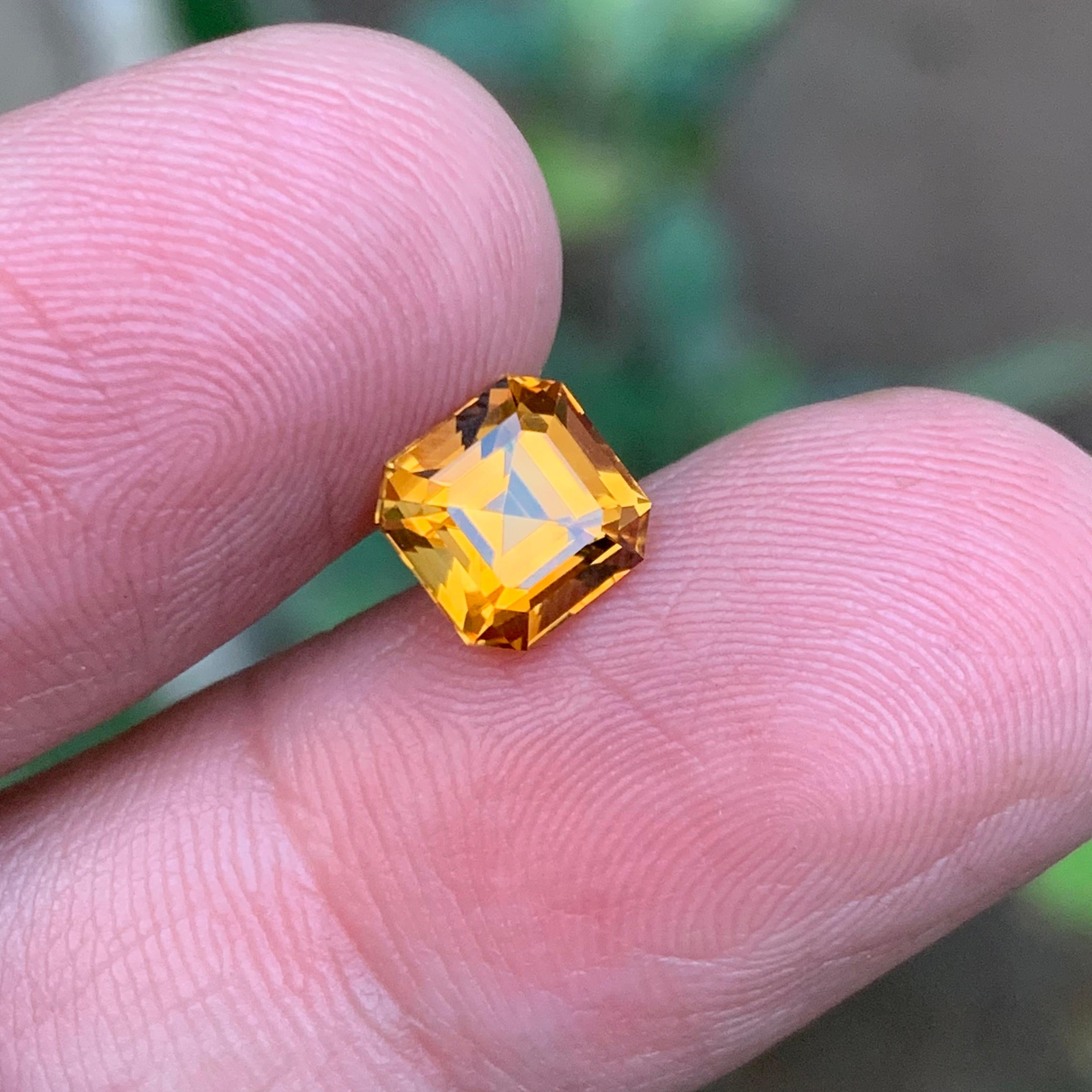 Honey Golden Natural Tourmaline Ring Loose Gemstone 2.05 Ct Asscher Cut-Jewelry For Sale 2