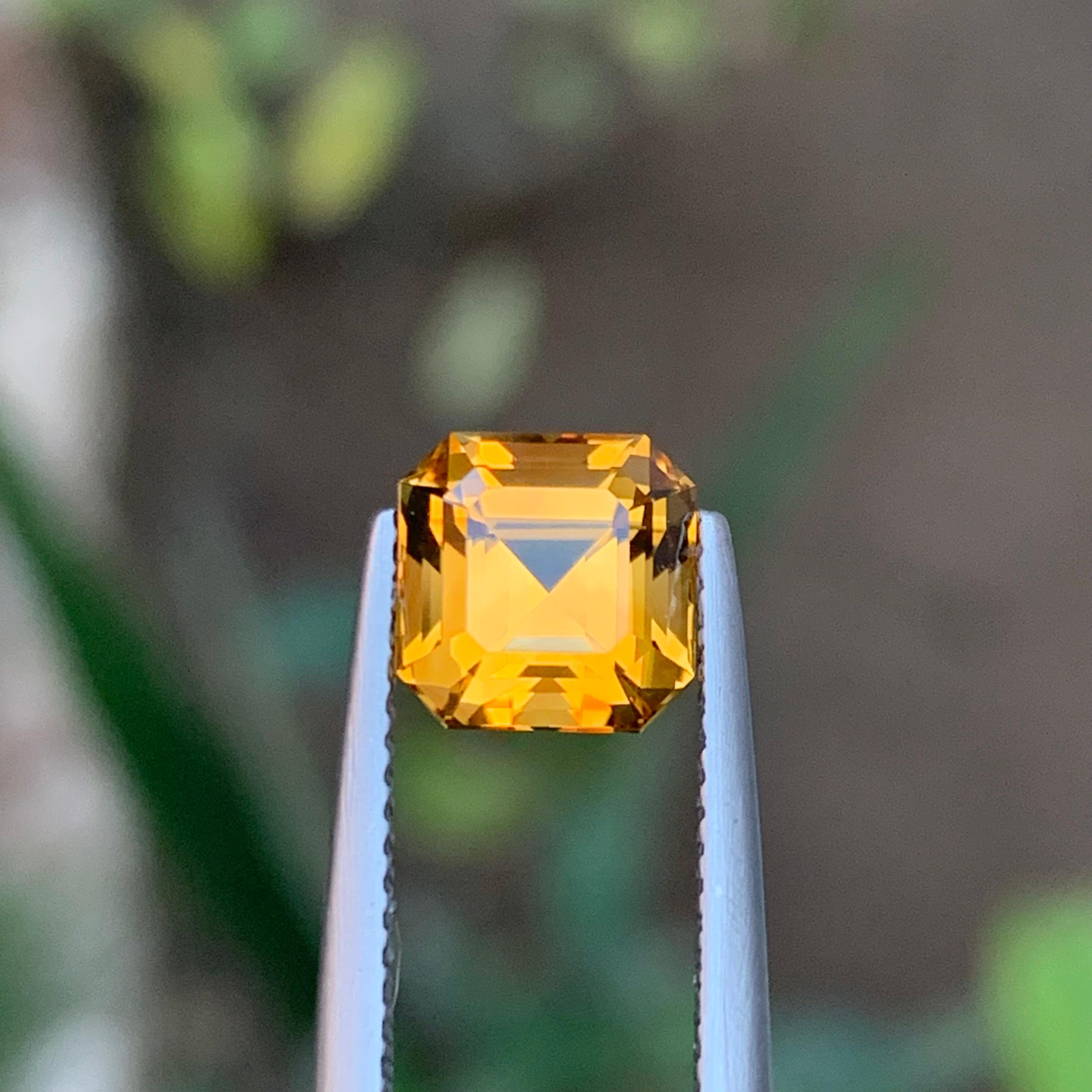 Honey Golden Natural Tourmaline Ring Loose Gemstone 2.05 Ct Asscher Cut-Jewelry For Sale 4