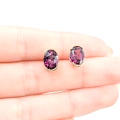 Rich Grape Garnet Stud Earrings in 14k Yellow Gold