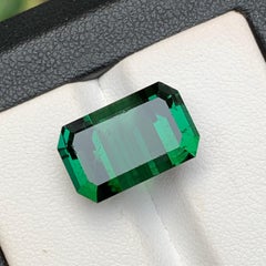 Rich Green Bluish Hue Natural Tourmaline Pendant Gemstone 10.30 Ct Emerald Cut