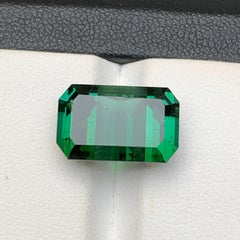 Rich Green Bluish Hue Natural Tourmaline Pendant Gemstone 10.30 Ct Emerald Cut