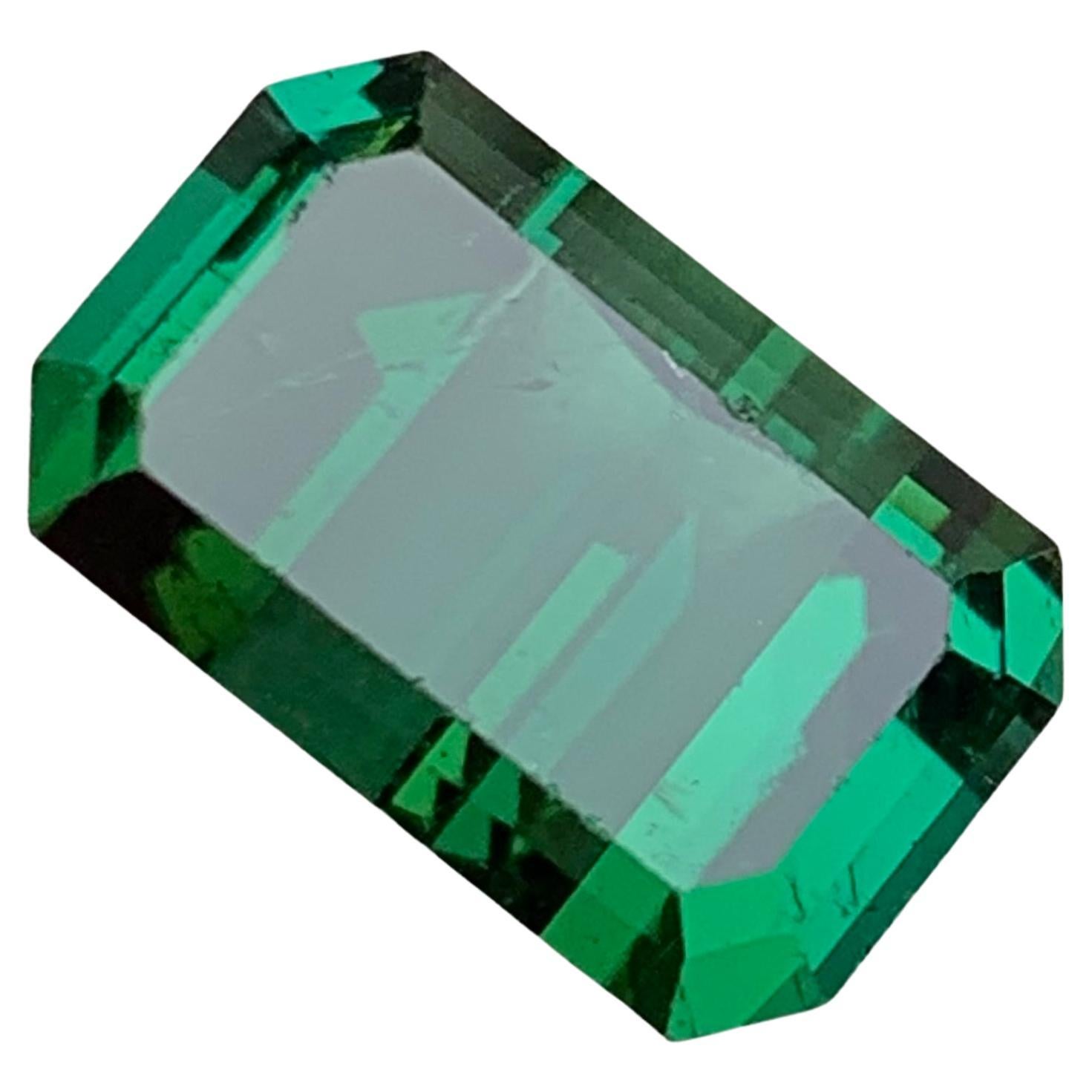 Rich Green Bluish Hue Natural Tourmaline Pendant Gemstone 10.30 Ct Emerald Cut