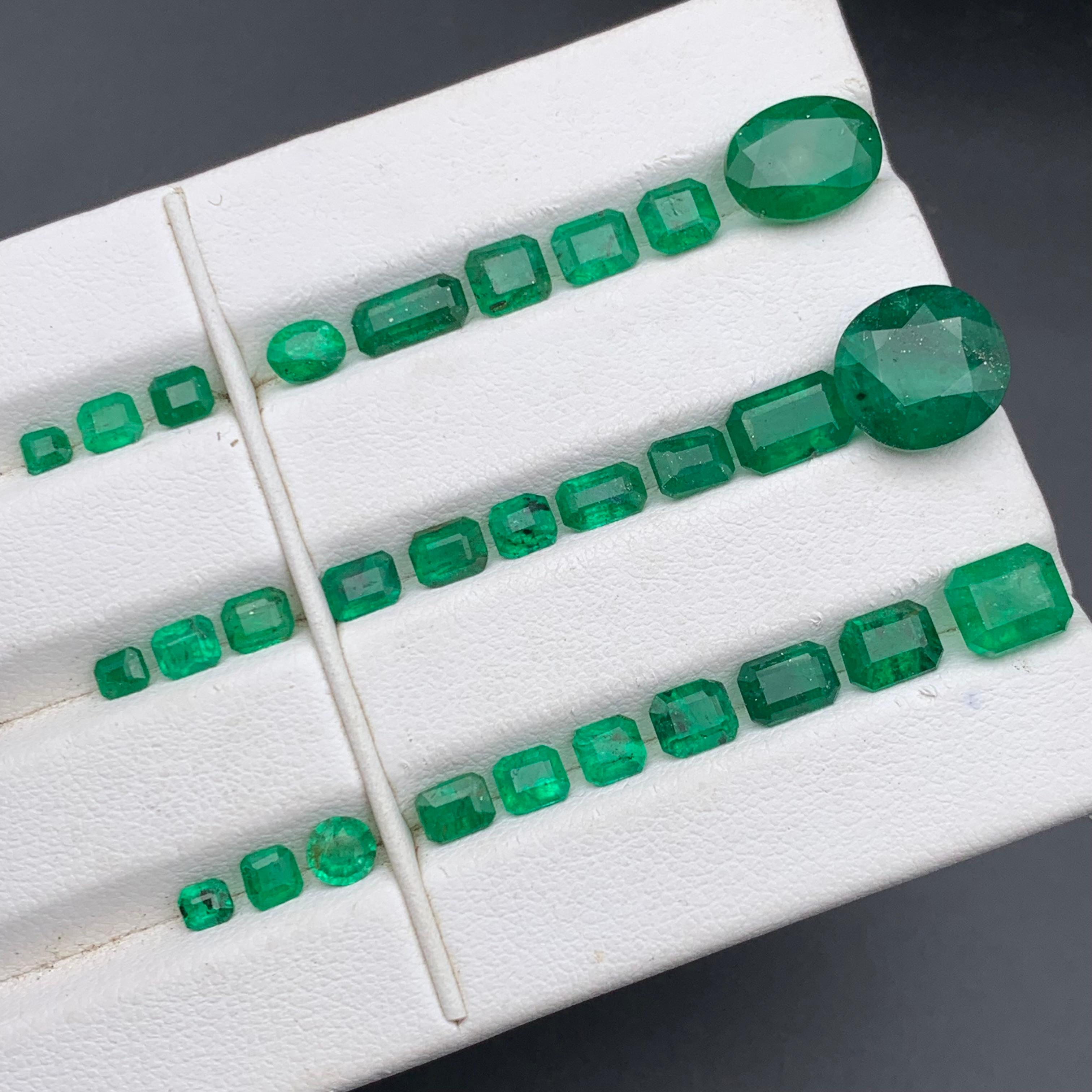 Esmeralda verde rica 18,67 ct Lote de piedras sueltas naturales tamaño joya de Swat en venta 3