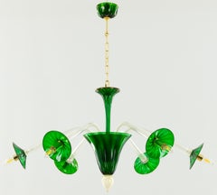 Kronleuchter aus grünem Murano-Glas, ca. 1980er Jahre