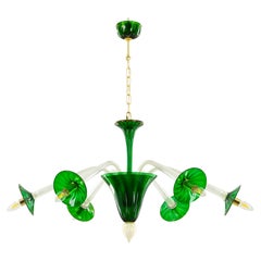 Rich Green Murano Glass Chandelier, circa 1980s