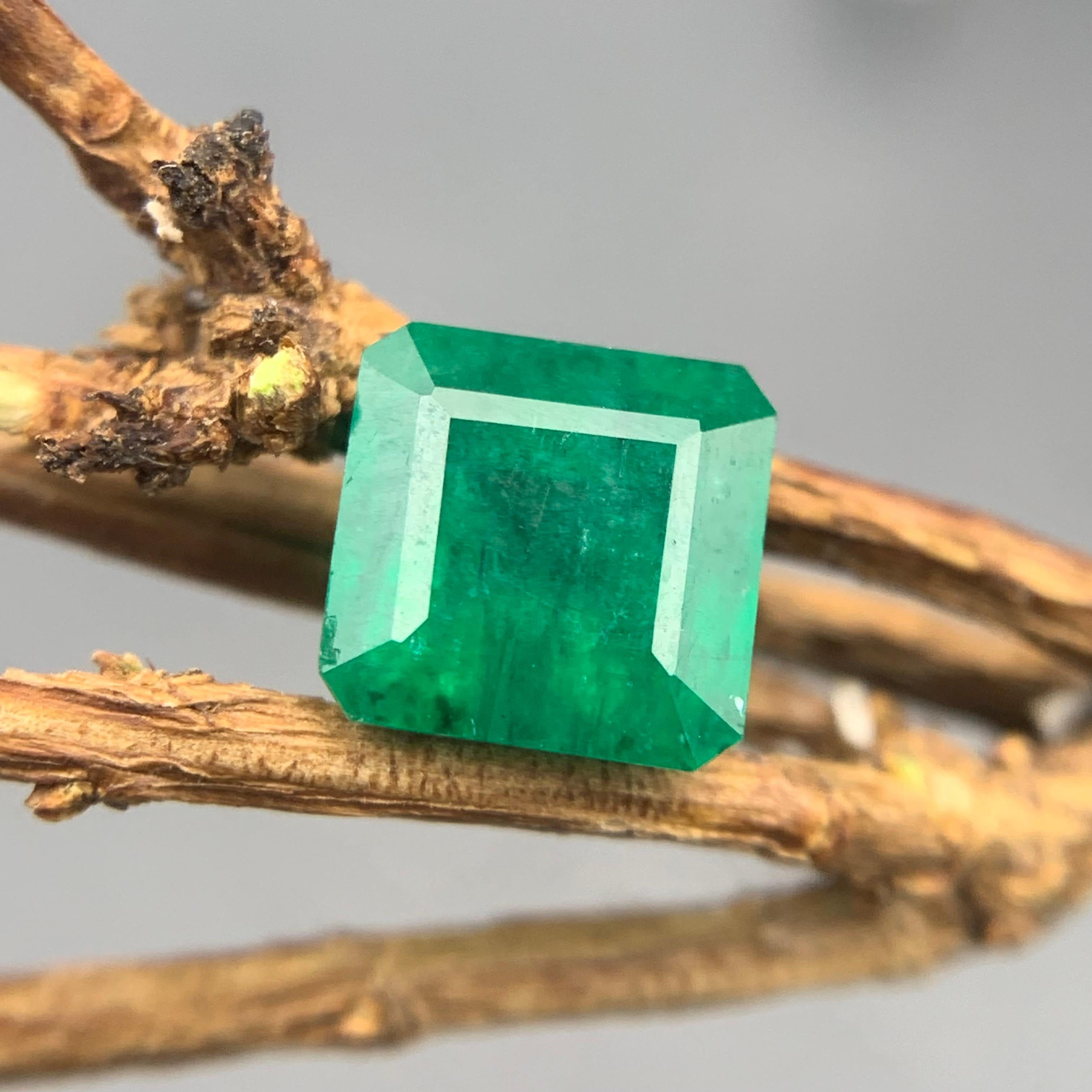 Bague en émeraude naturelle de Colombie verte et octogonale de 1,20 carat Unisexe en vente
