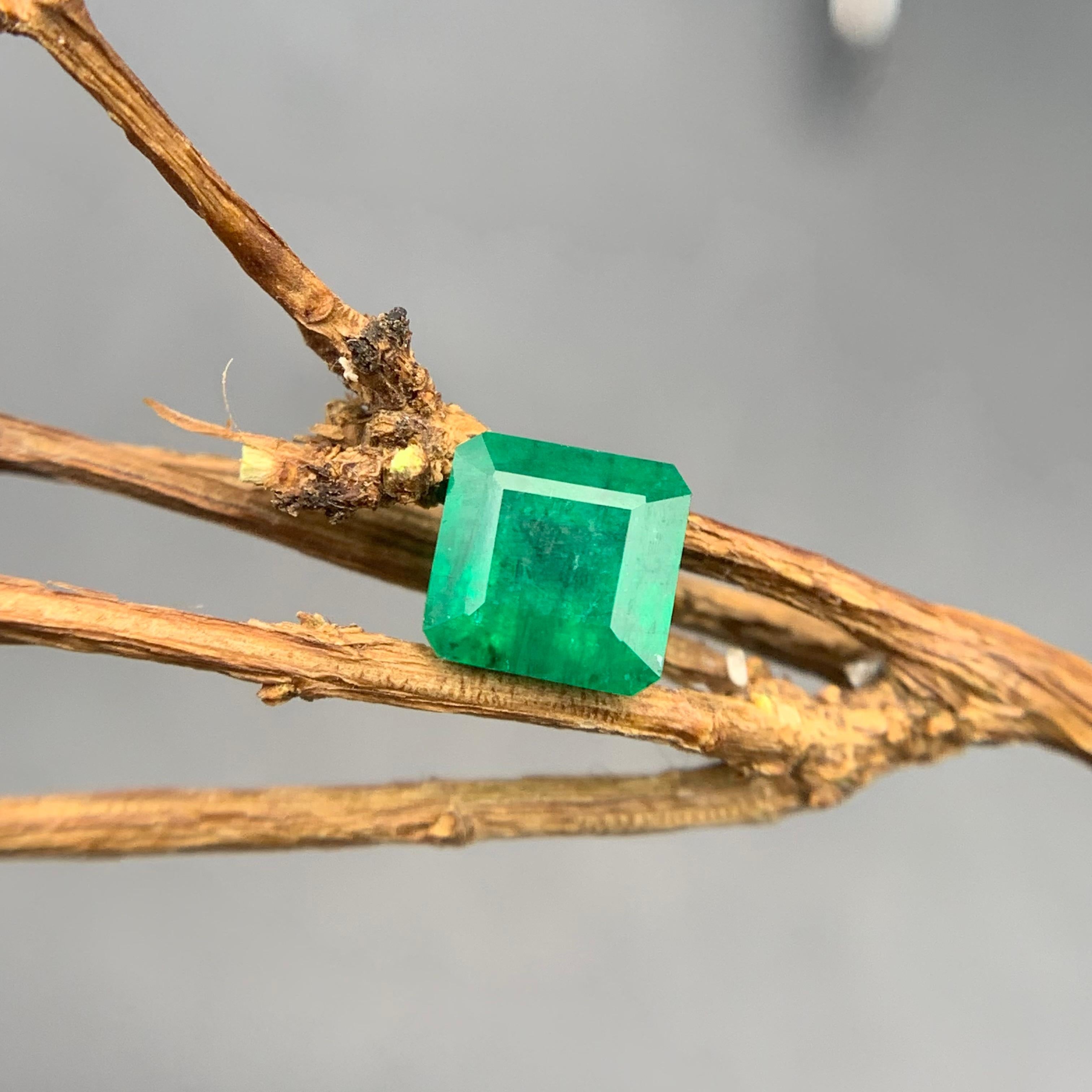 Bague en émeraude naturelle de Colombie verte et octogonale de 1,20 carat en vente 3