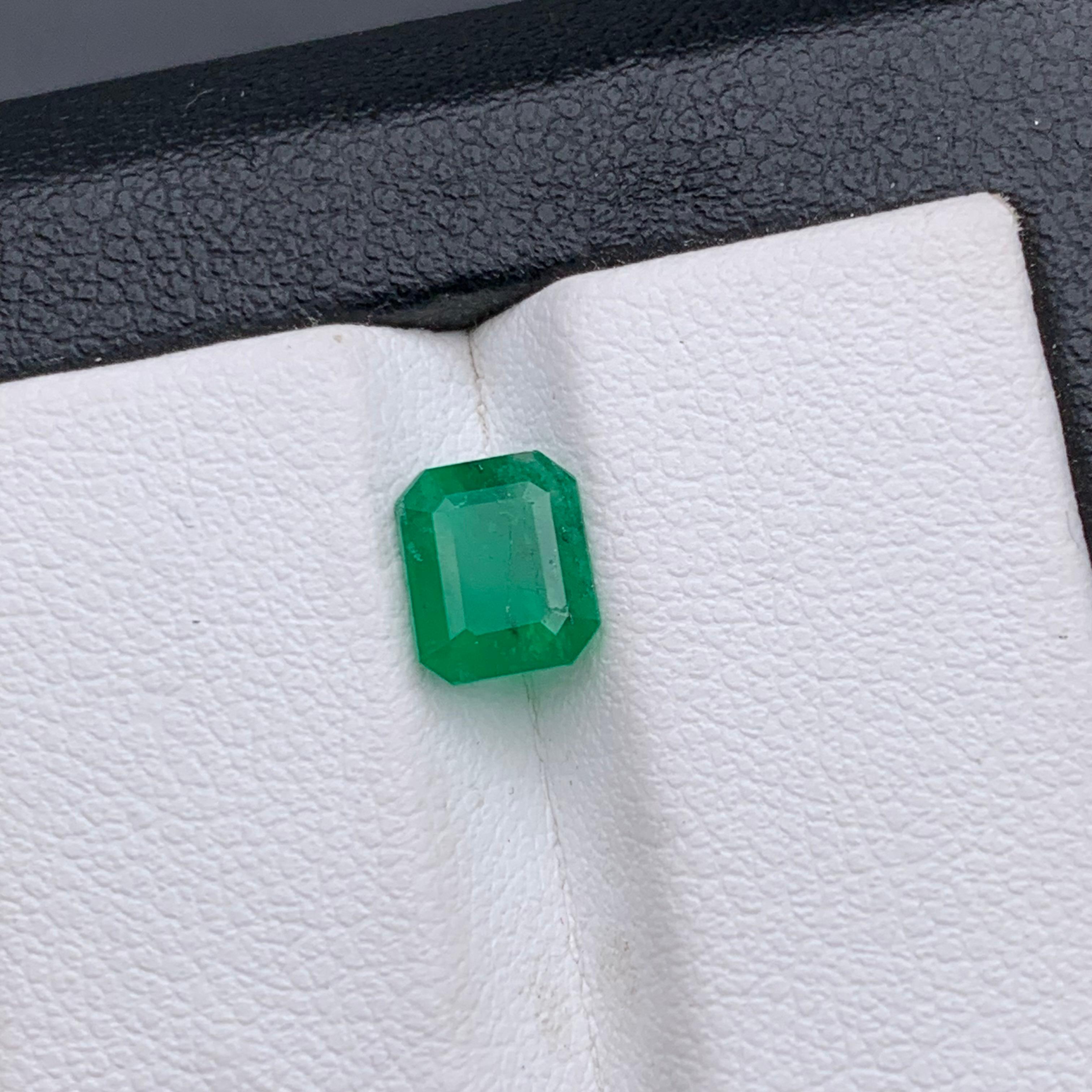 Women's or Men's Rich Green Natural Emerald Ring Loose Gemstone 1.20 Ct Octagon Cut for Jewelry For Sale