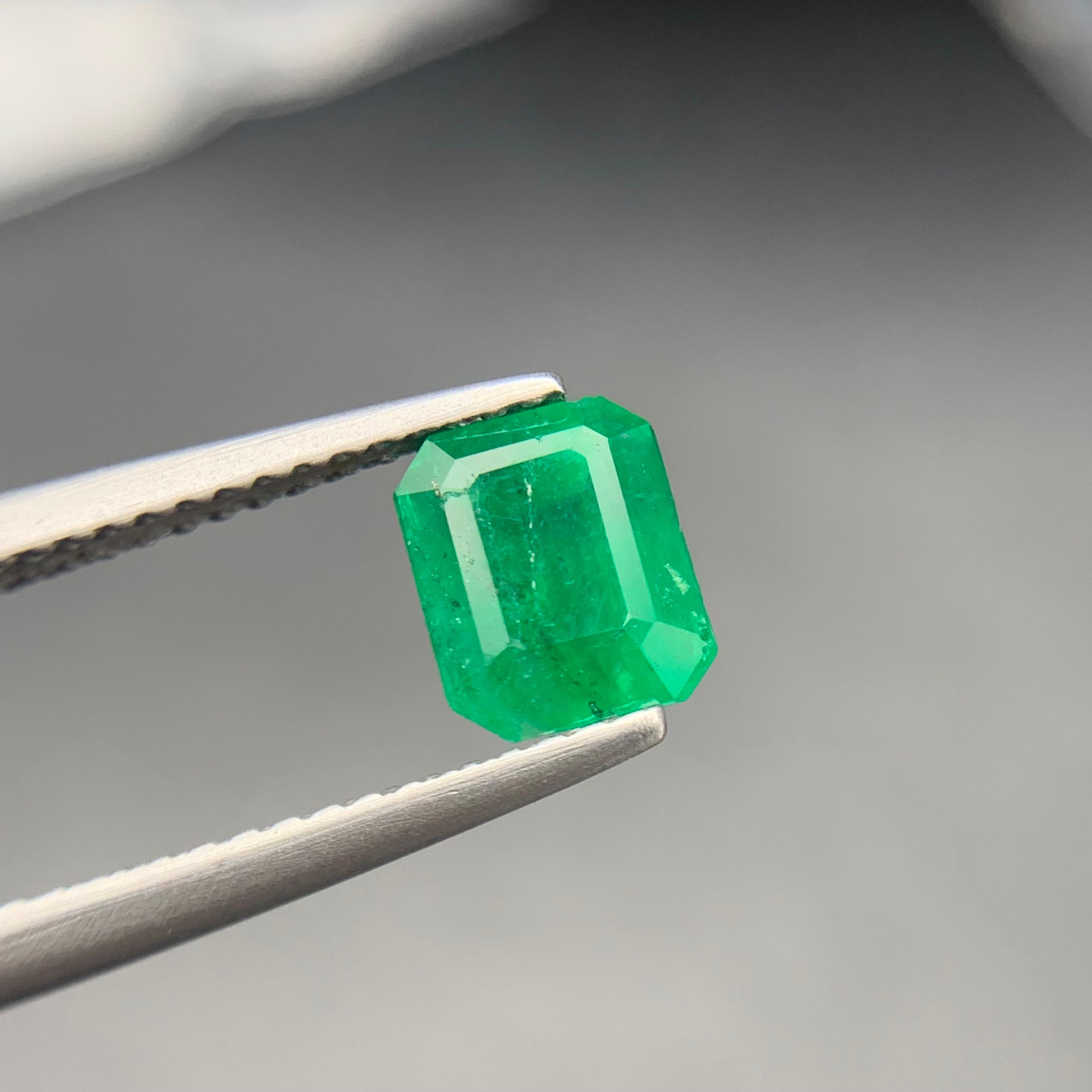 Rich Green Natural Emerald Ring Loose Gemstone 1.20 Ct Octagon Cut for Jewelry For Sale 2